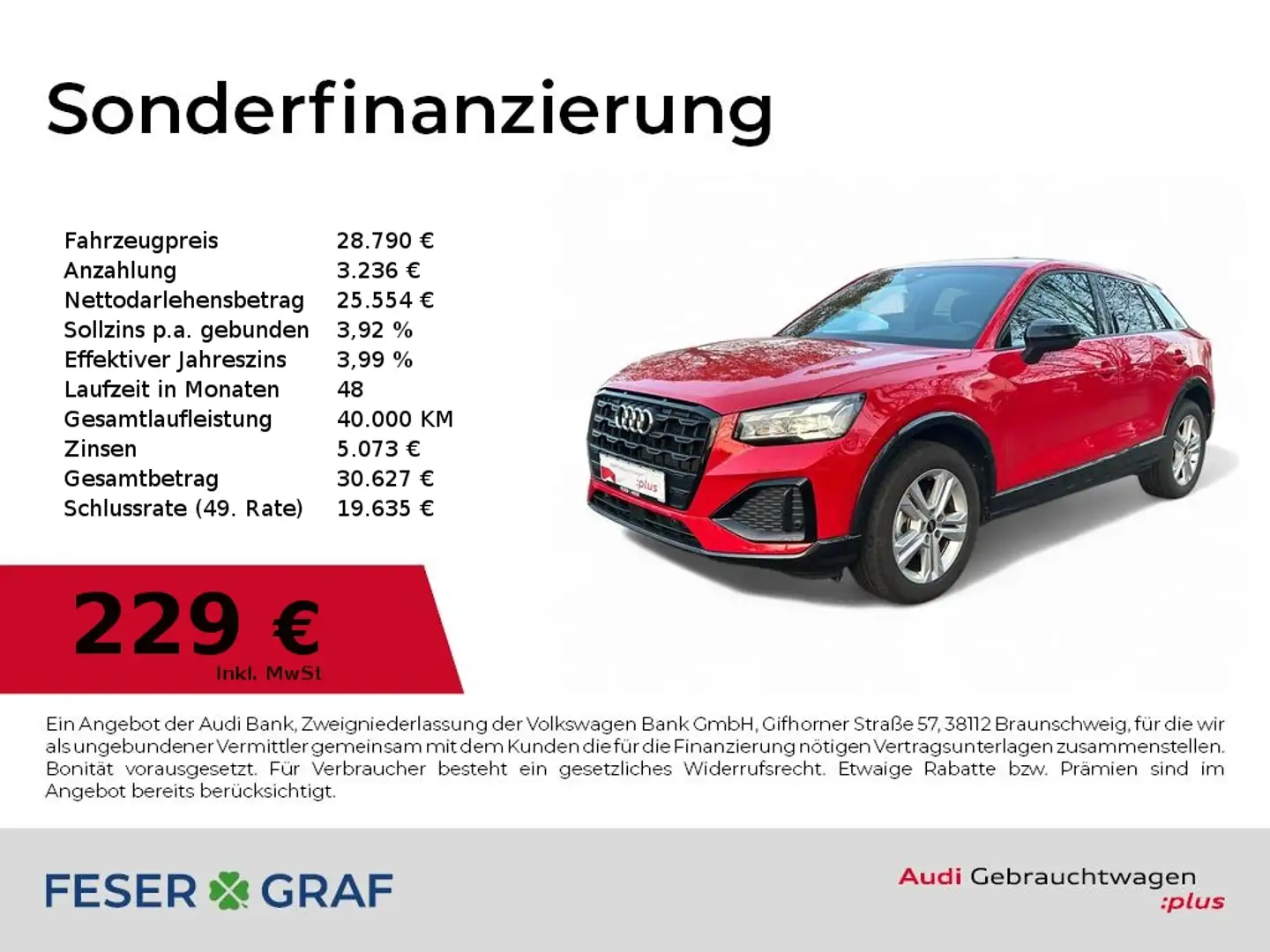 Audi Q2 Advanced 30TFSI Matrix/Navi/SHZ/Kamera/AHK/GRA Rot - 1