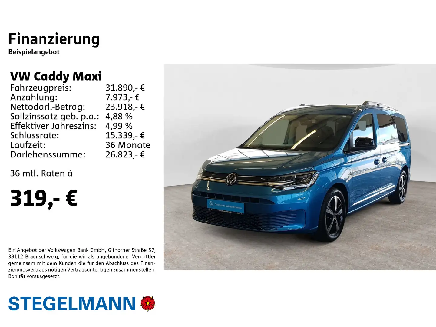 Volkswagen Caddy Kombi 2.0 TDI DSG Style *LED*Navi*ACC Blau - 2