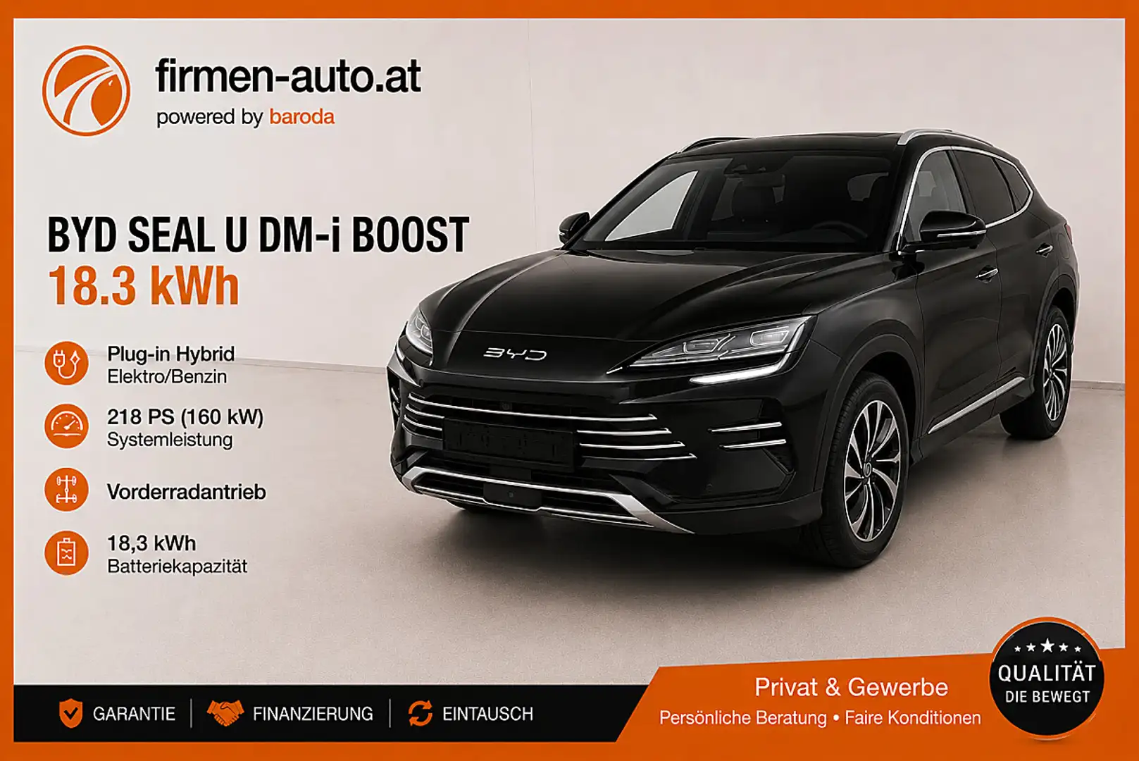 BYD Seal U DM-i PHEV 18,3kWh Boost Österreich Paket ! Ab S... Schwarz - 1