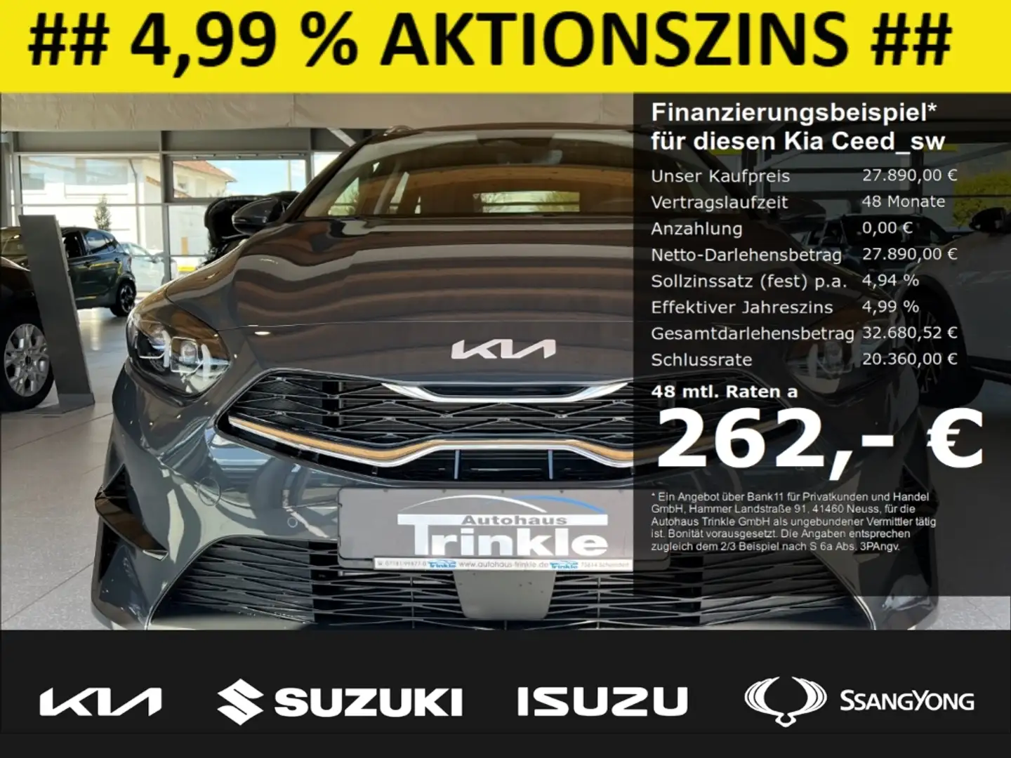 Kia Ceed SW / cee'd SW 1.5T 48V DCT 140 PS ULTIMATE STYLE Navi Soundsyste Grau - 1