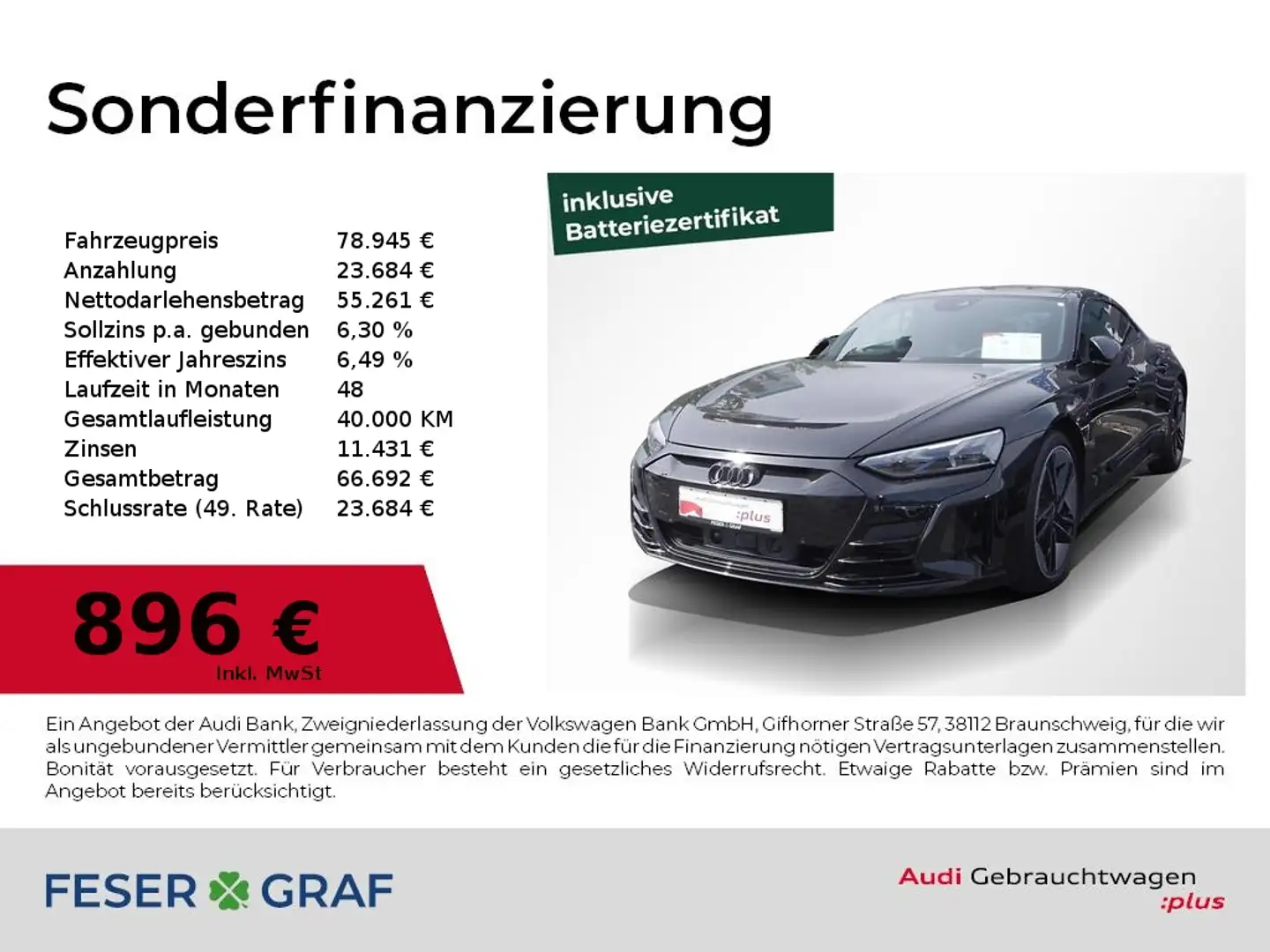 Audi RS e-tron GT Pano,HUD,Matrix,B&O,Sitzbel,Kameras Schwarz - 1