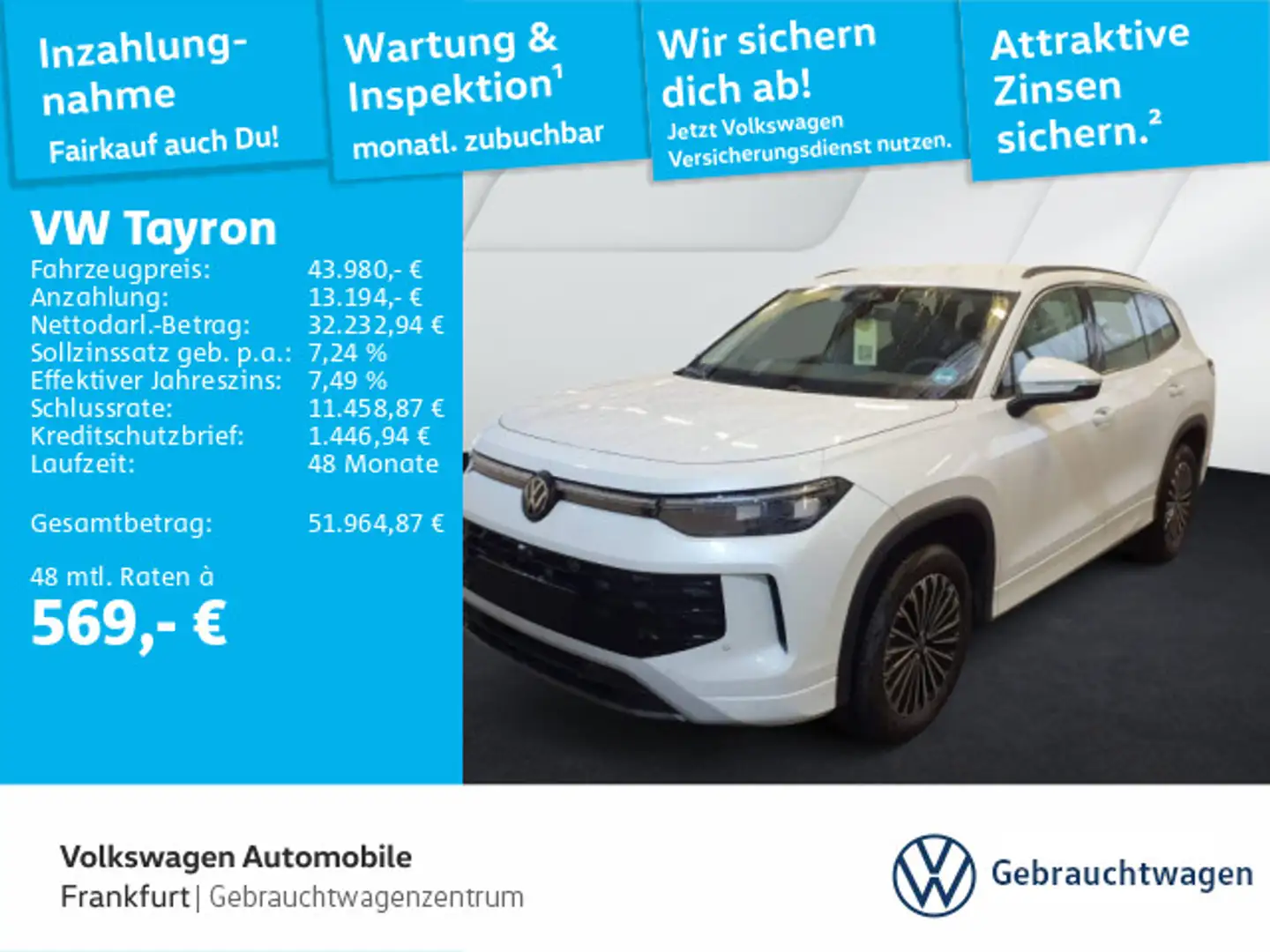 Volkswagen Tayron 2.0 TDI DSG Life 4Motion Navi AHK IQ.LIGH Weiß - 1