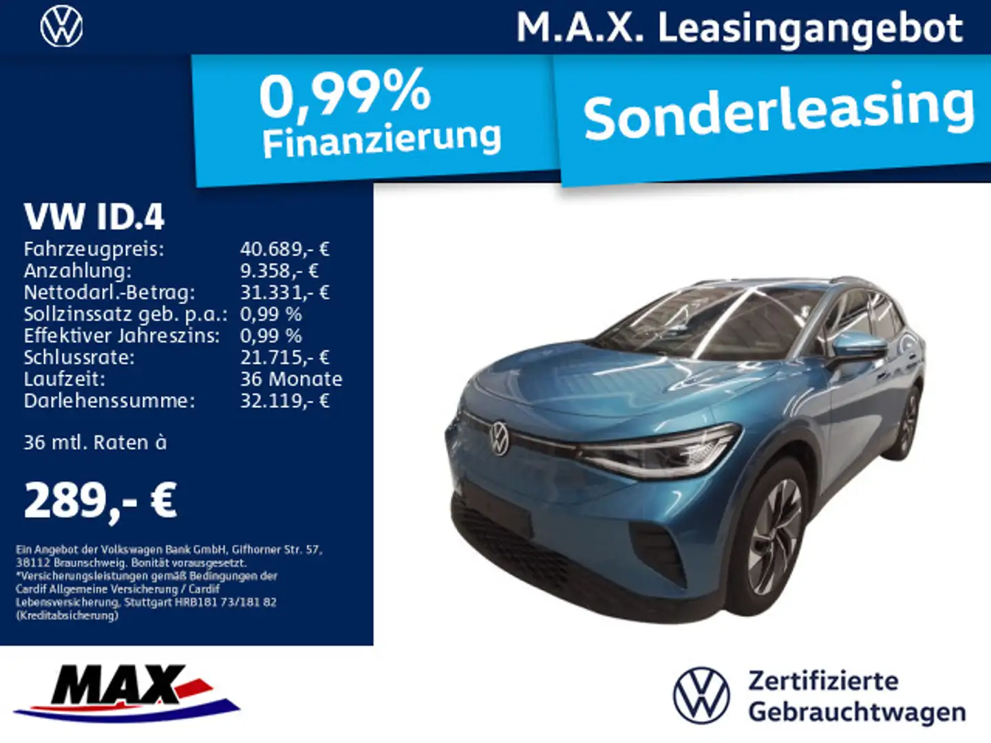Volkswagen ID.4 PRO PERFORMANCE MOVE MATRIX+KAMERA+AHK+AUGM Blau - 1