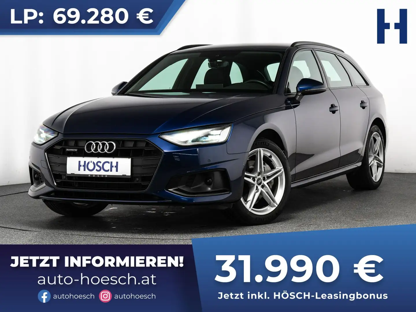 Audi A4 Avant 40 TDI quattro adv. BLACK MEMORY LEDER ASSI Blau - 1