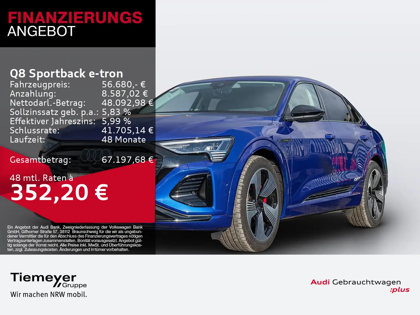 Audi Q8 e-tron 50 Q S LINE LM21 HuD ASSIST Blau - 1