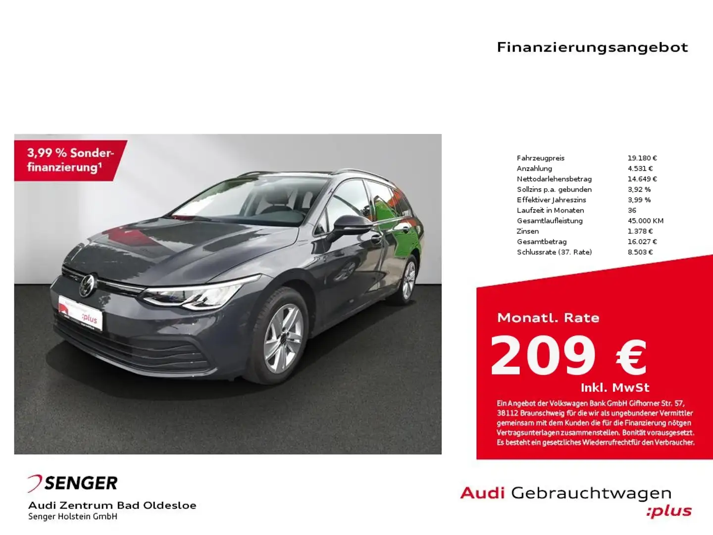 Volkswagen Golf Variant VIII 1.0 eTSI Life DSG Navi LED PDC Grigio - 1
