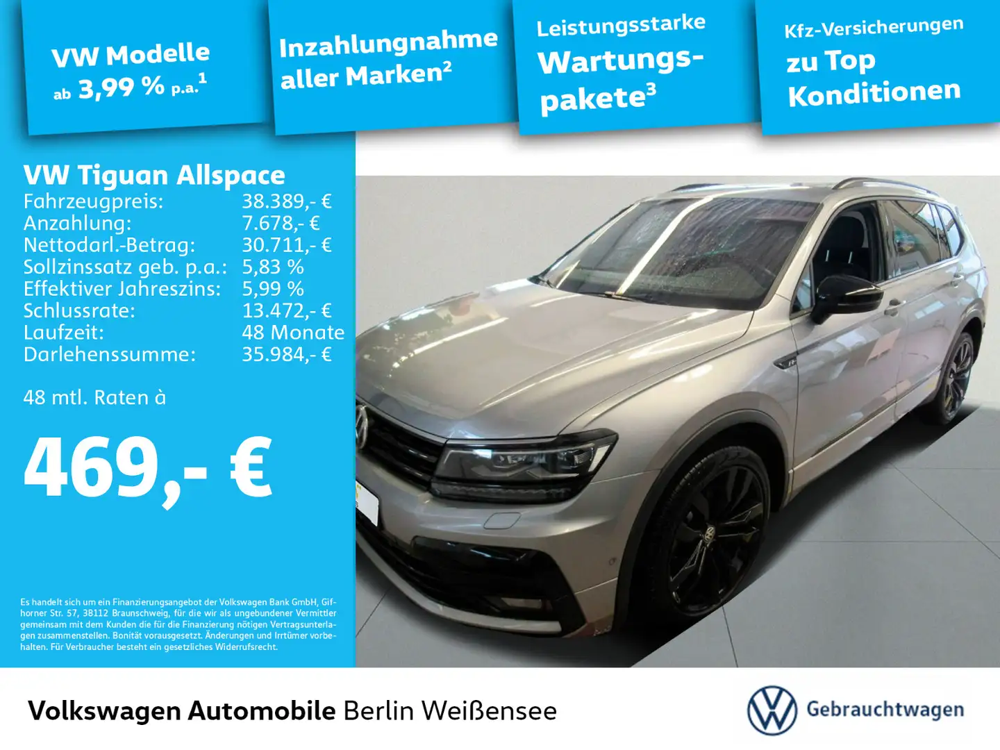 Volkswagen Tiguan Allspace 2.0 TDI Highline*4M*PANO*LED*ARE Silber - 1