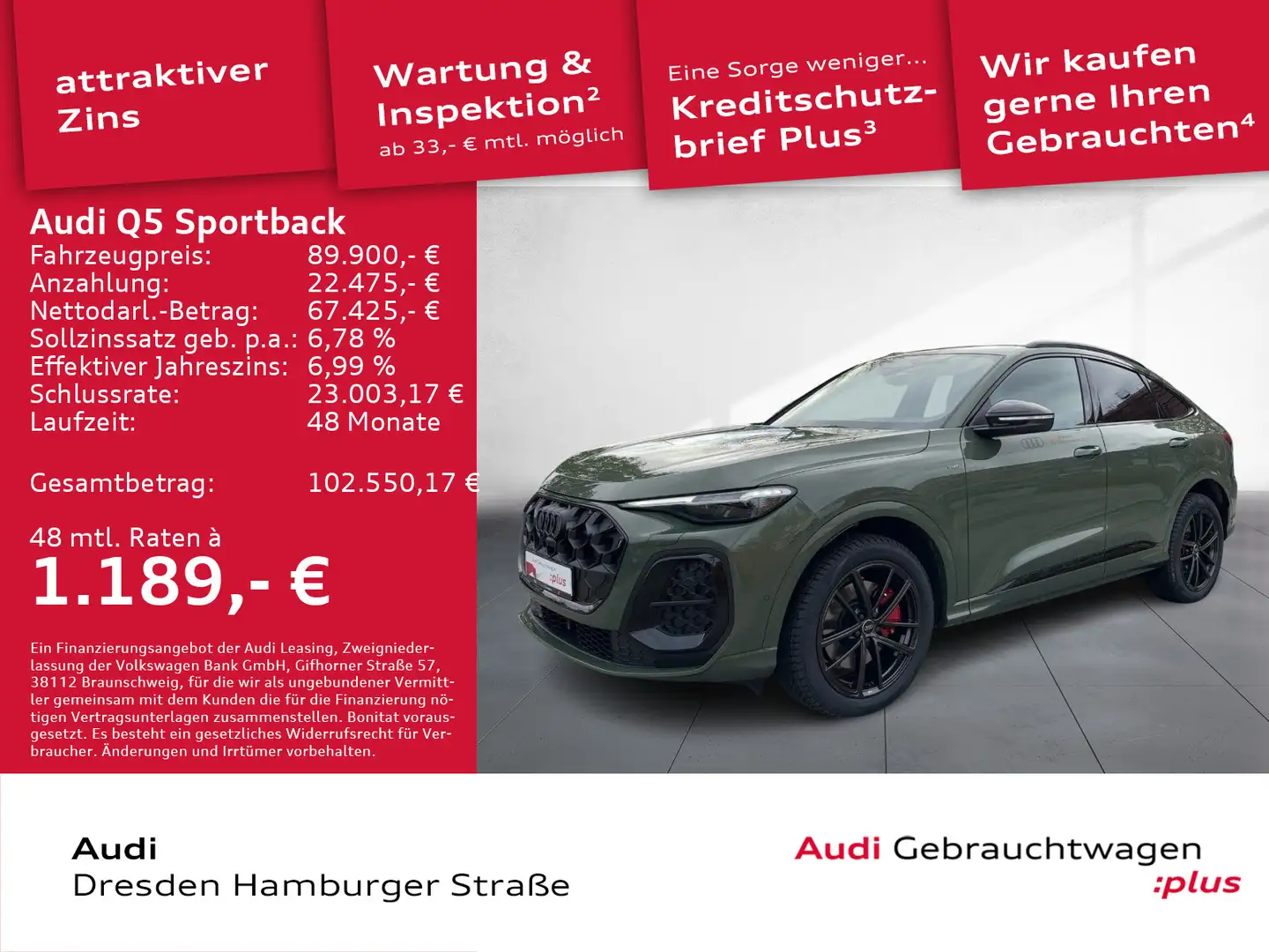 Audi Q5 e-hybrid quattro 220 kW S tronic Grün - 1