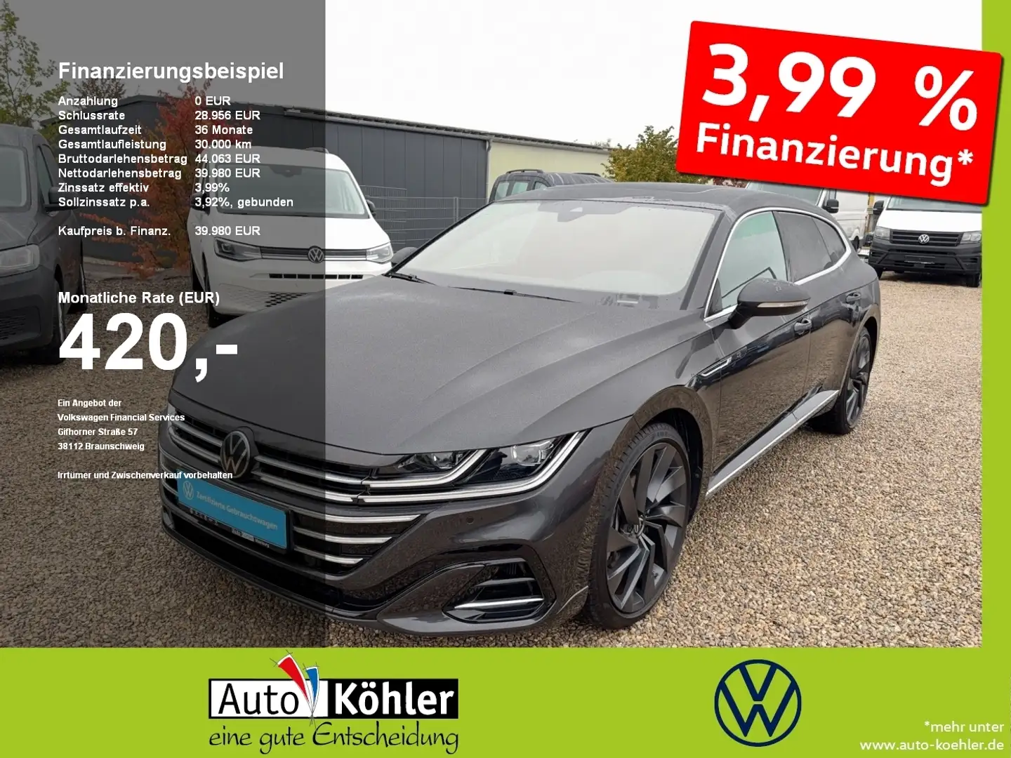 Volkswagen Arteon SB R-Line TSi DSG 4M Black+CarPlay+ACC Grau - 1