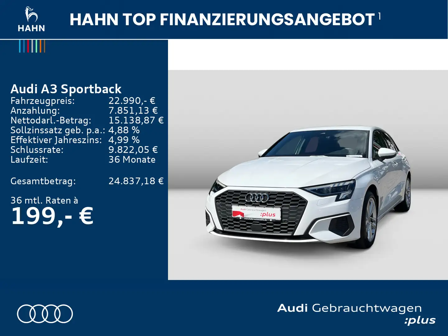 Audi A3 40 TFSIe S tronic LED Virtual Einpa Blanc - 2