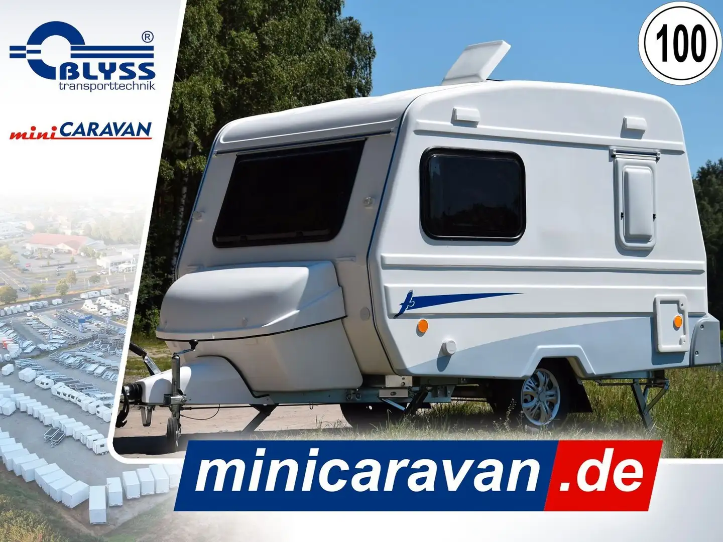Niewiadow Wohnwagen Camping GFK Aufbau 850kg GG 100mk/h Weiß - 1