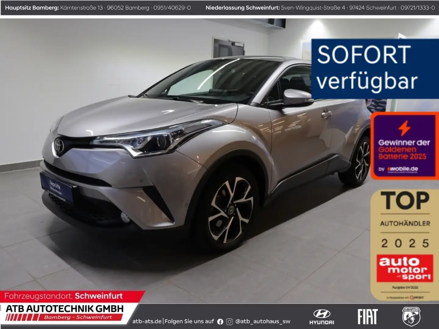 Toyota C-HR 1,2 Turbo 4x2 Team D PDCv+h SHZ Rückfahrkam. Silver - 1