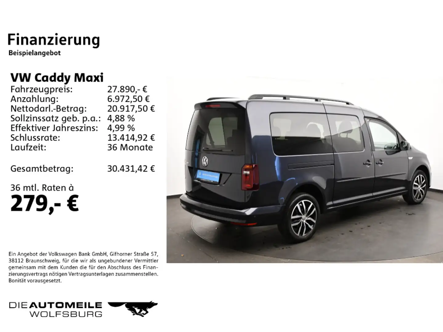 Volkswagen Caddy 1.4 TSI DSG Comfortline ACC/Rückkam/M Blau - 2
