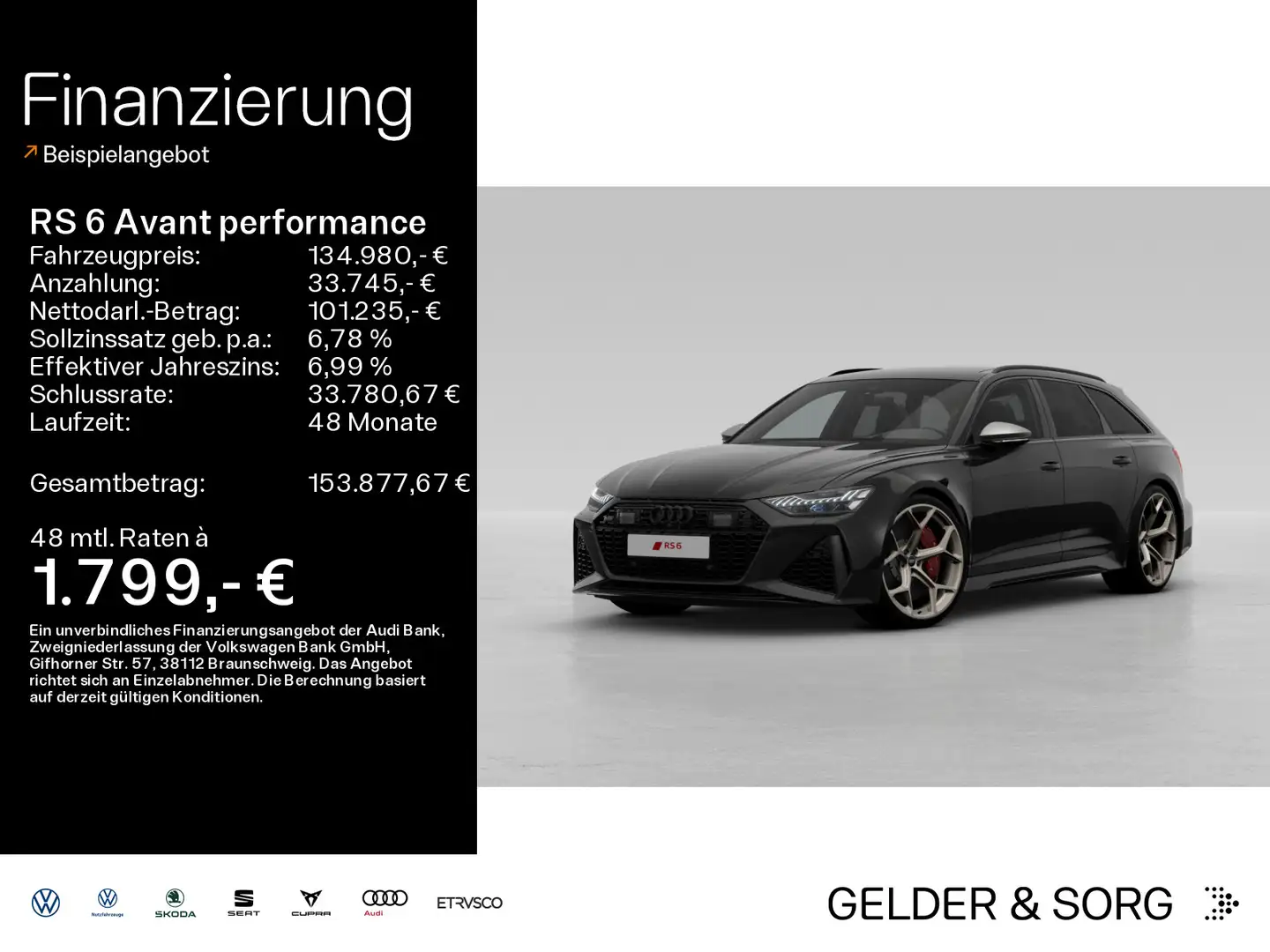 Audi RS6 305km/h*Pano*Keramik*B&O Schwarz - 1