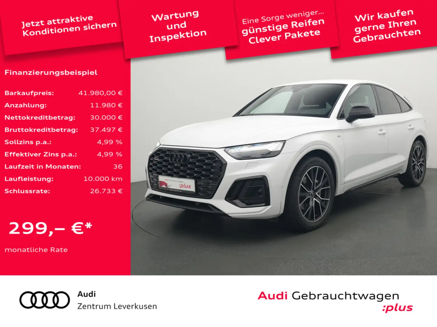 Audi Q5 Sportback quattro S line MATRIX AHK MASSAG Weiß - 1