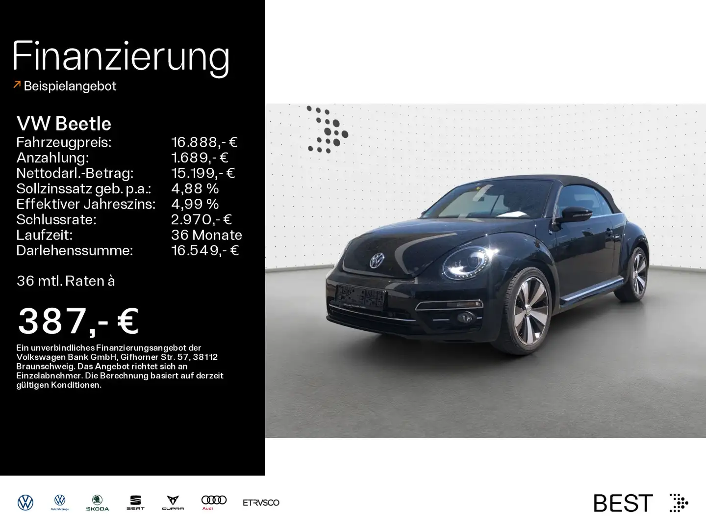 Volkswagen Beetle Cabrio 1.2 TSI Sound Plus Navi*App-Connec Schwarz - 1