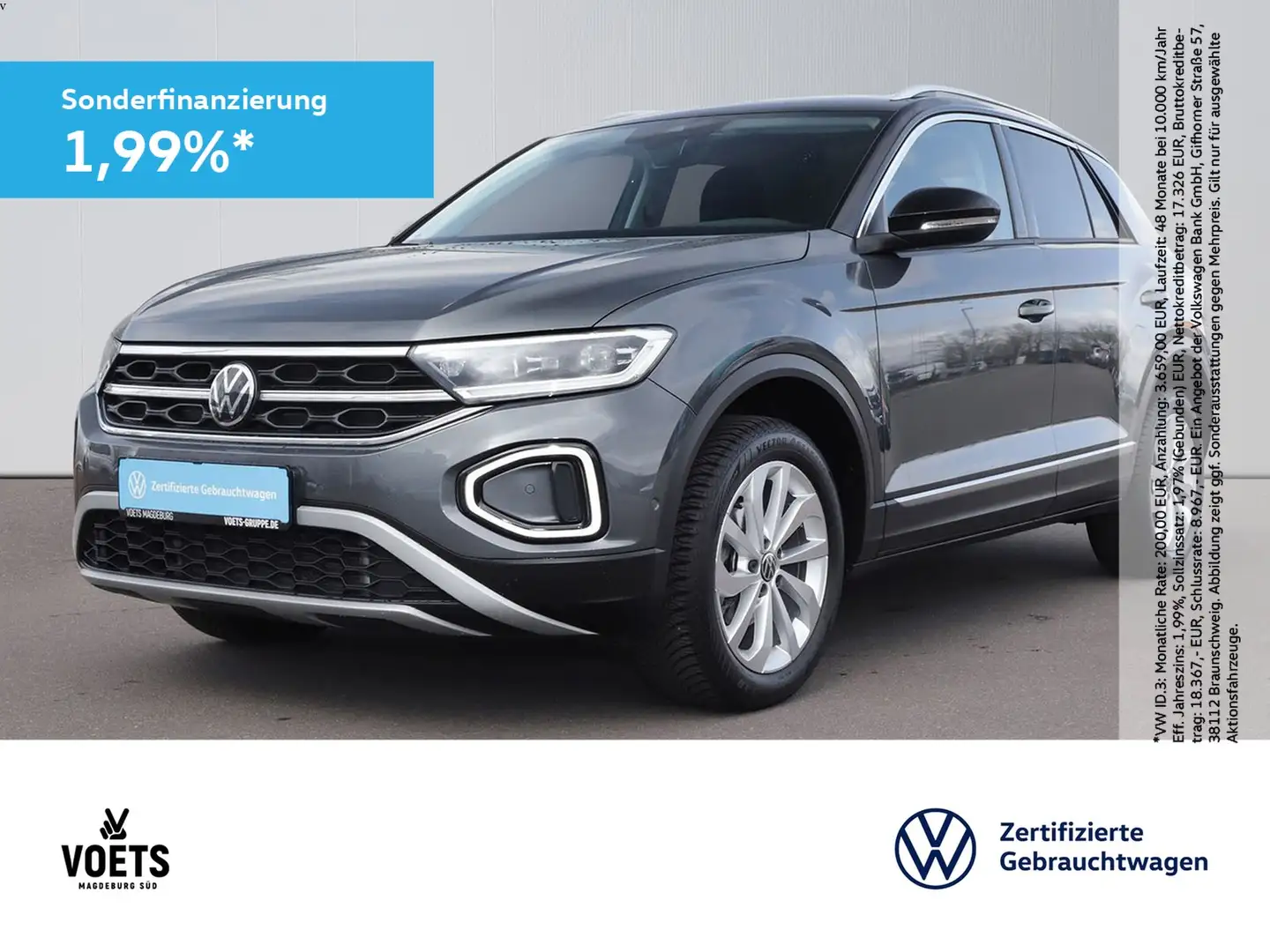 Volkswagen T-Roc STYLE 1.5 TSI DSG LED PLUS+NAVI+AHK+ACC Grau - 1