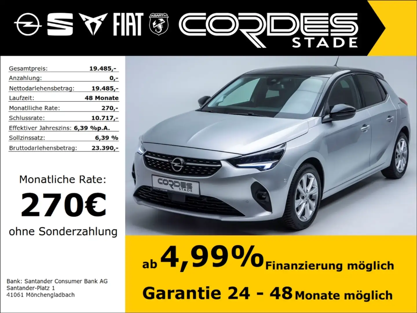 Opel Corsa F Elegance 1.2 Turbo Allwetter PDC VZ-Erkennung (1 Argento - 1