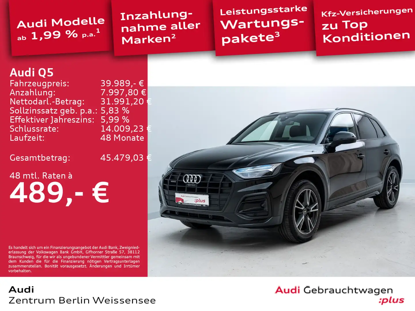 Audi Q5 45 TFSI S-TRO*QUA*LED*NAVI*360*LEDER*ACC*SHZ* Schwarz - 1