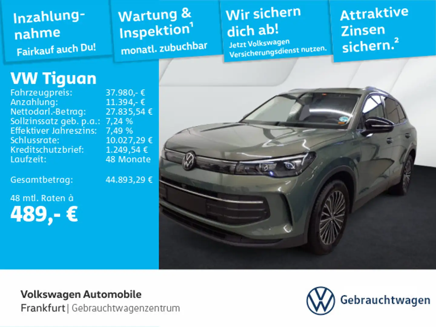 Volkswagen Tiguan 2.0 TDI DSG Goal Navi LEDPlus DAB+ FrontA Grün - 1