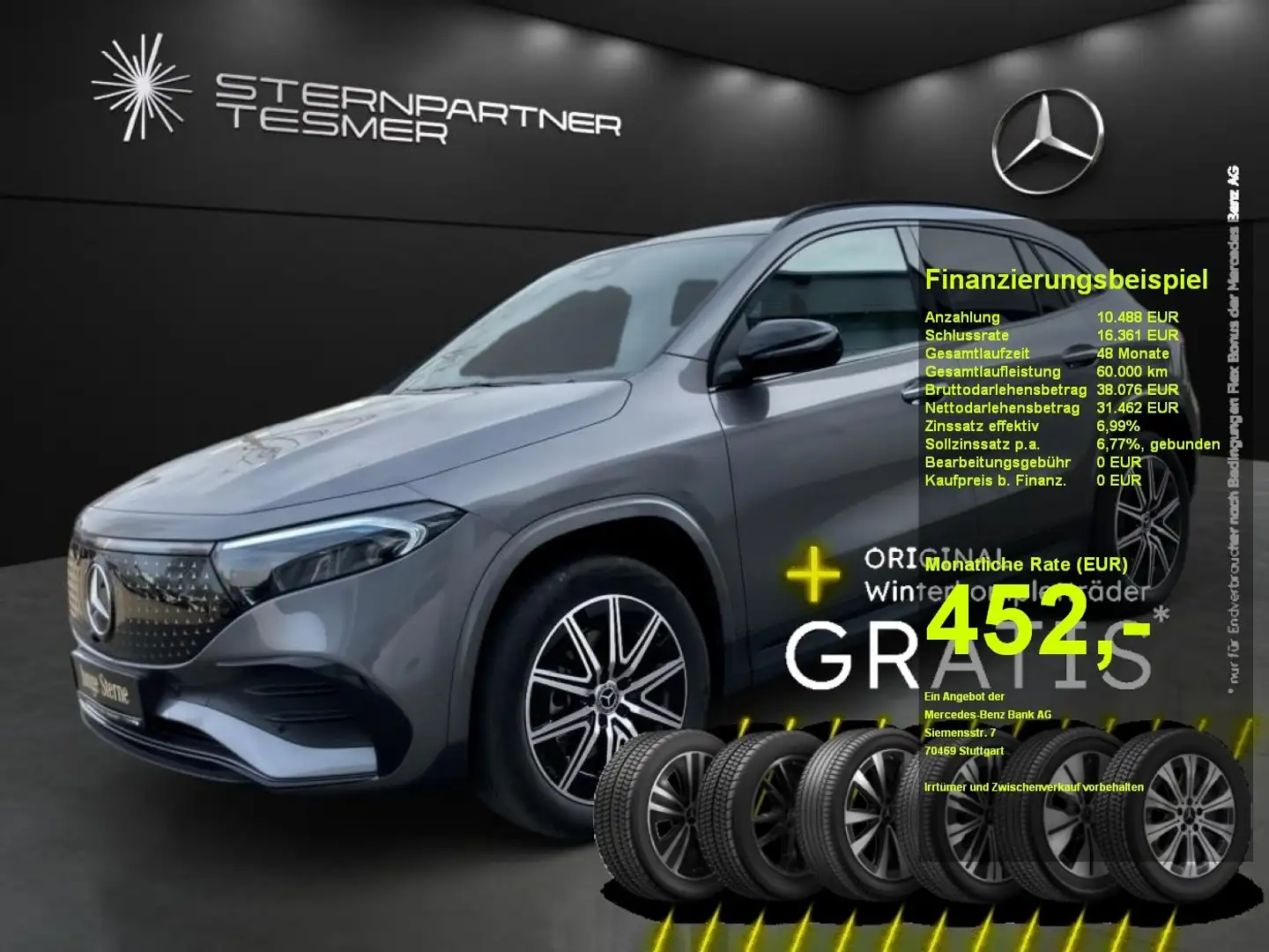 Mercedes-Benz EQA 300 4M +AMG+Night+MBUX+PANO+KAMERA+HuD+360° Grau - 1