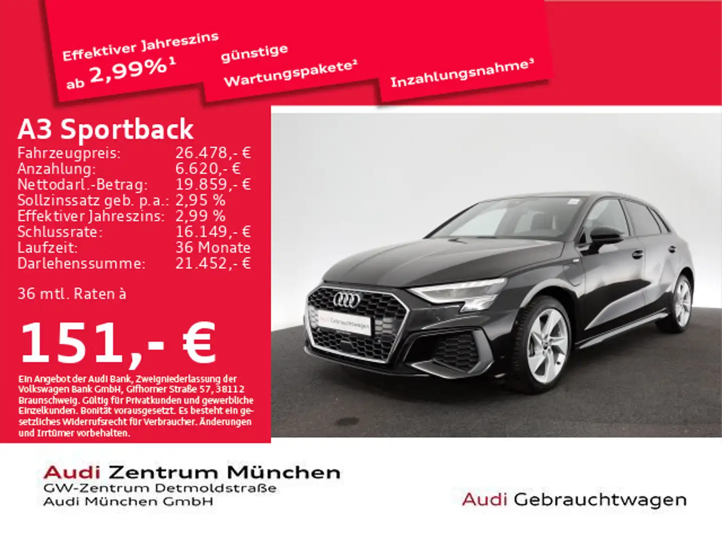 Audi A3 40 TFSI e S tronic S line Virtual+/ Negro - 1