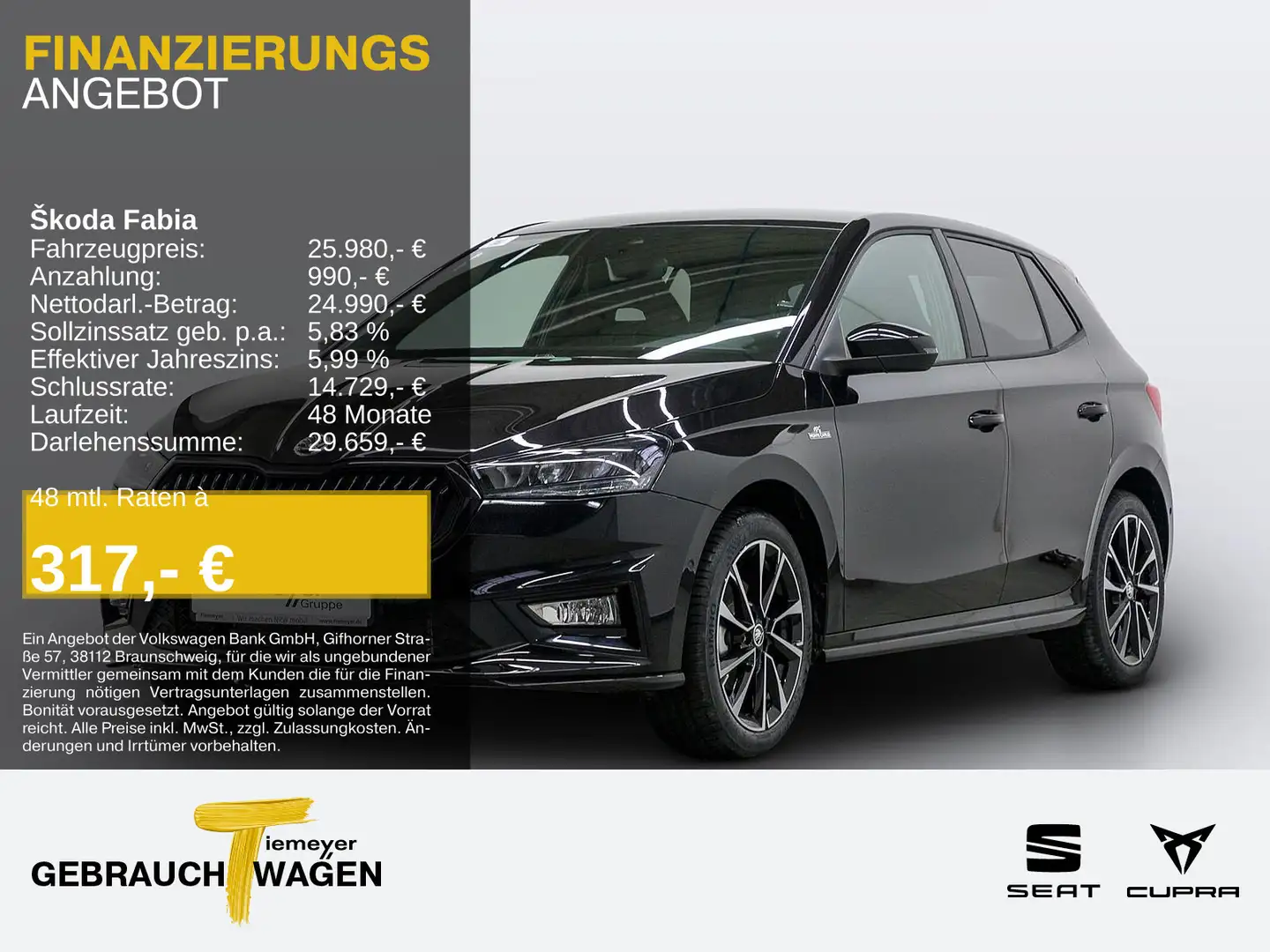 Skoda Fabia 1.0 TSI DSG MONTE CARLO LM17 VIRTUAL SITZH Schwarz - 1
