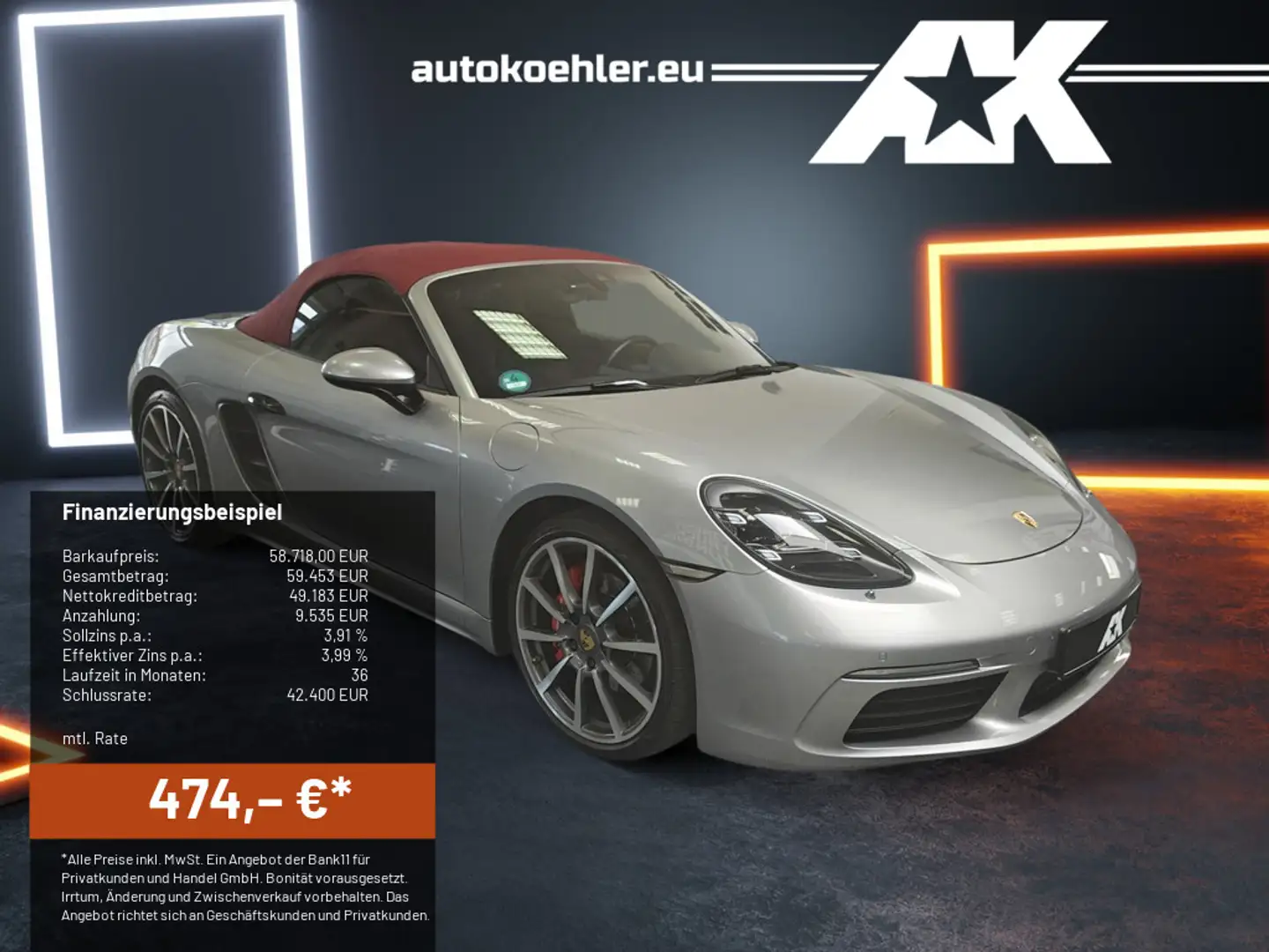 Porsche Boxster 718 S SportChrono BiColor Sportabgas 20" Zilver - 1
