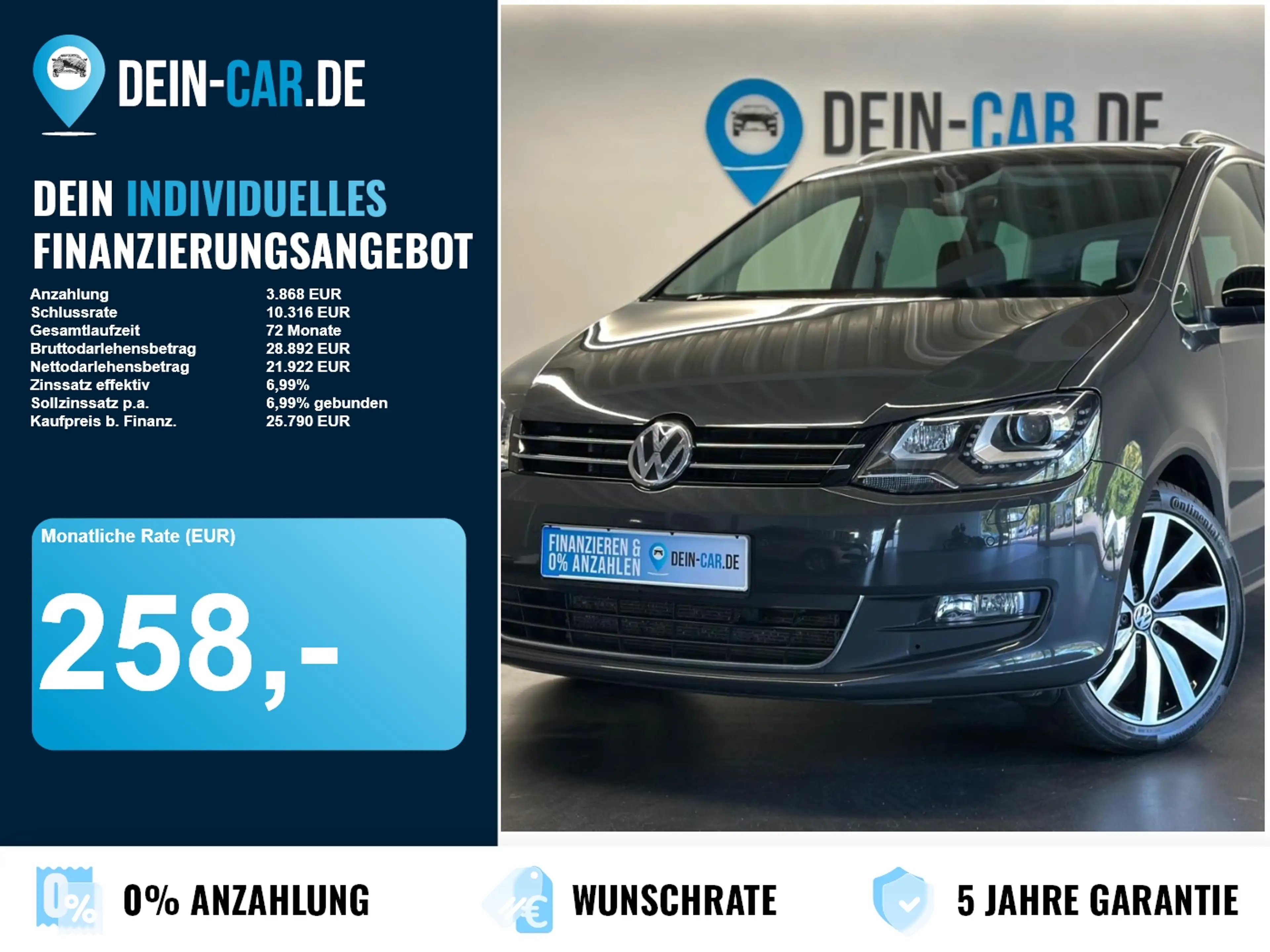 Volkswagen Sharan ACC AHK Navi PDC SHZ SpurW Winterp. Kam.