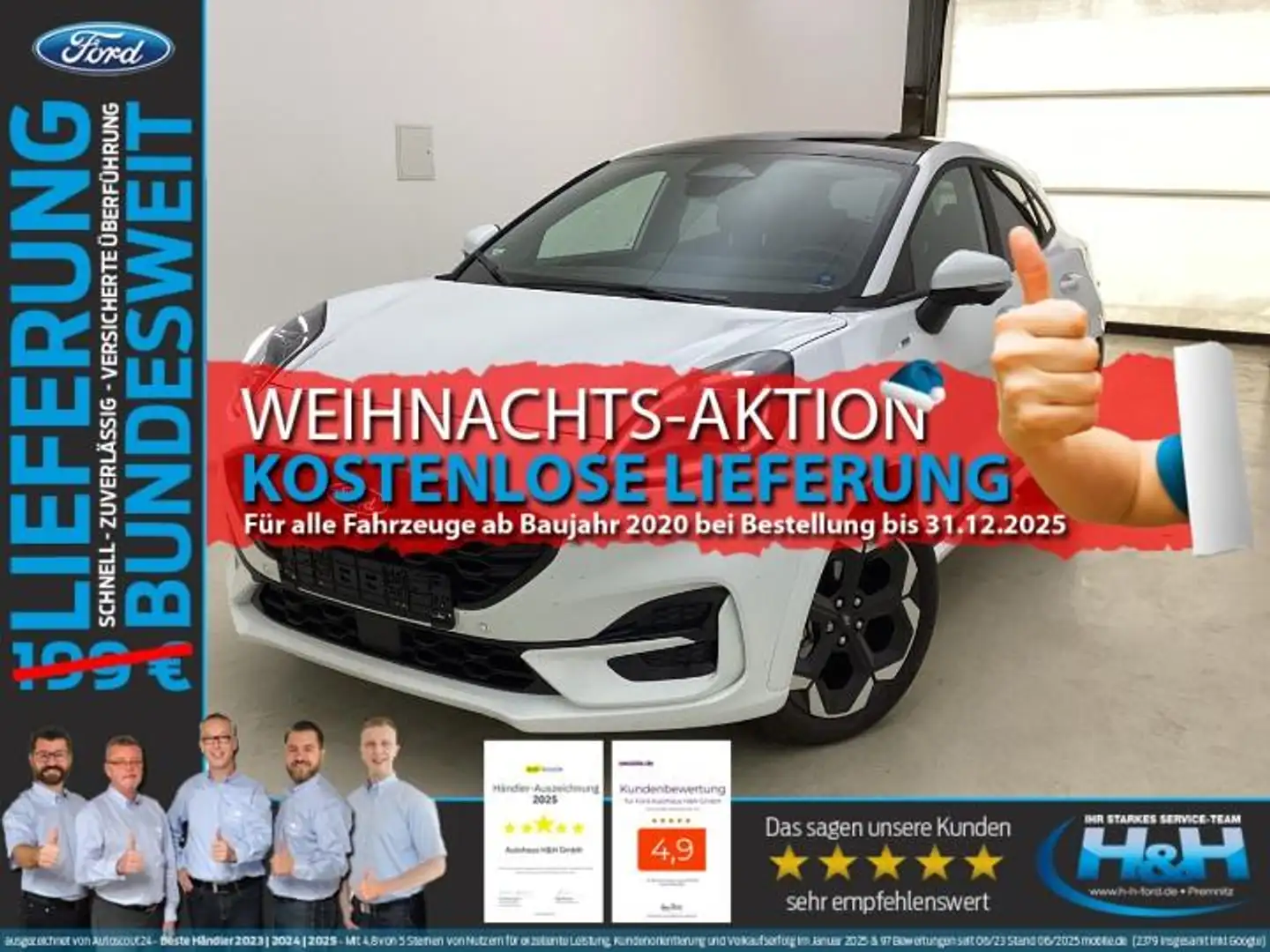 Ford Puma 1.0 M-Hybrid ST-Line X 360°Kam+Pano+Bi-LED Weiß - 1
