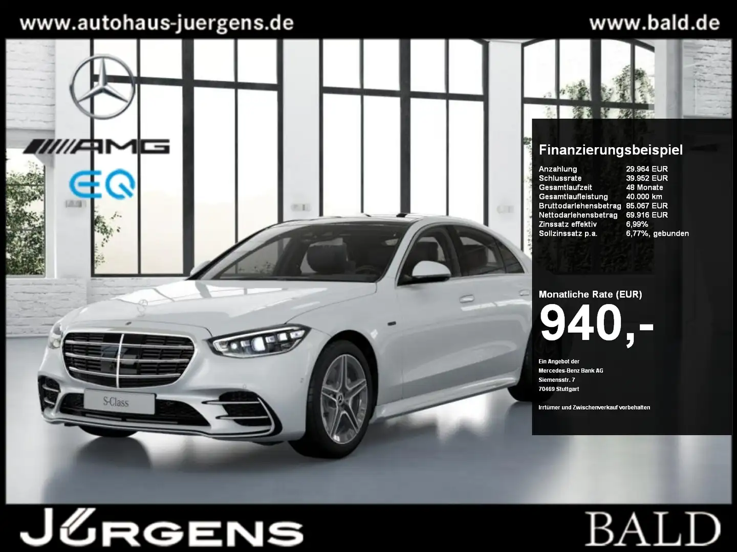 Mercedes-Benz S 450 e AMG-Sport/Pano/Burm/HA-Lenkung/TV/Memo Weiß - 1