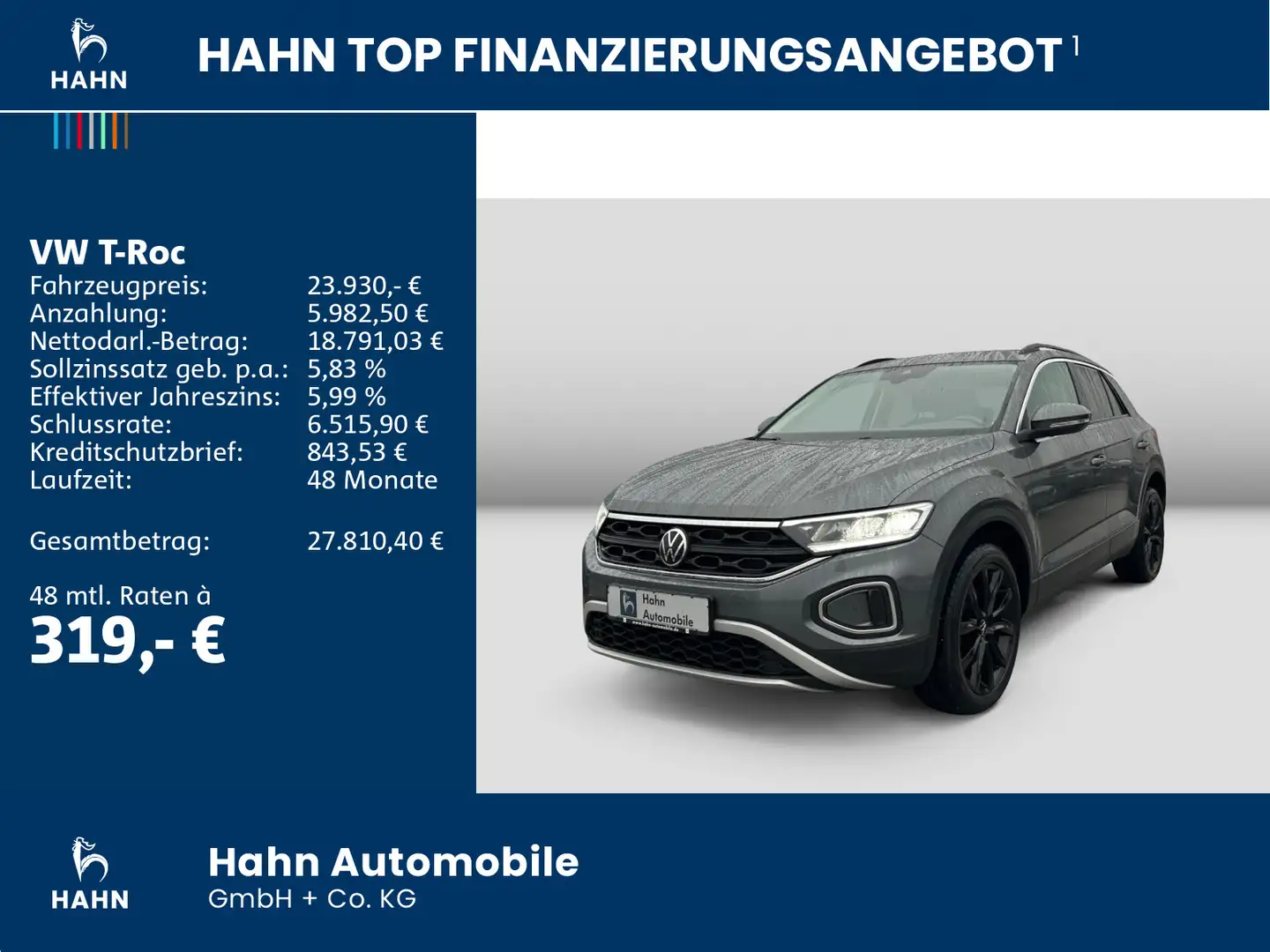 Volkswagen T-Roc 1.5TSI DSG Life AHK Navi Cam Keyless PDC Grau - 2