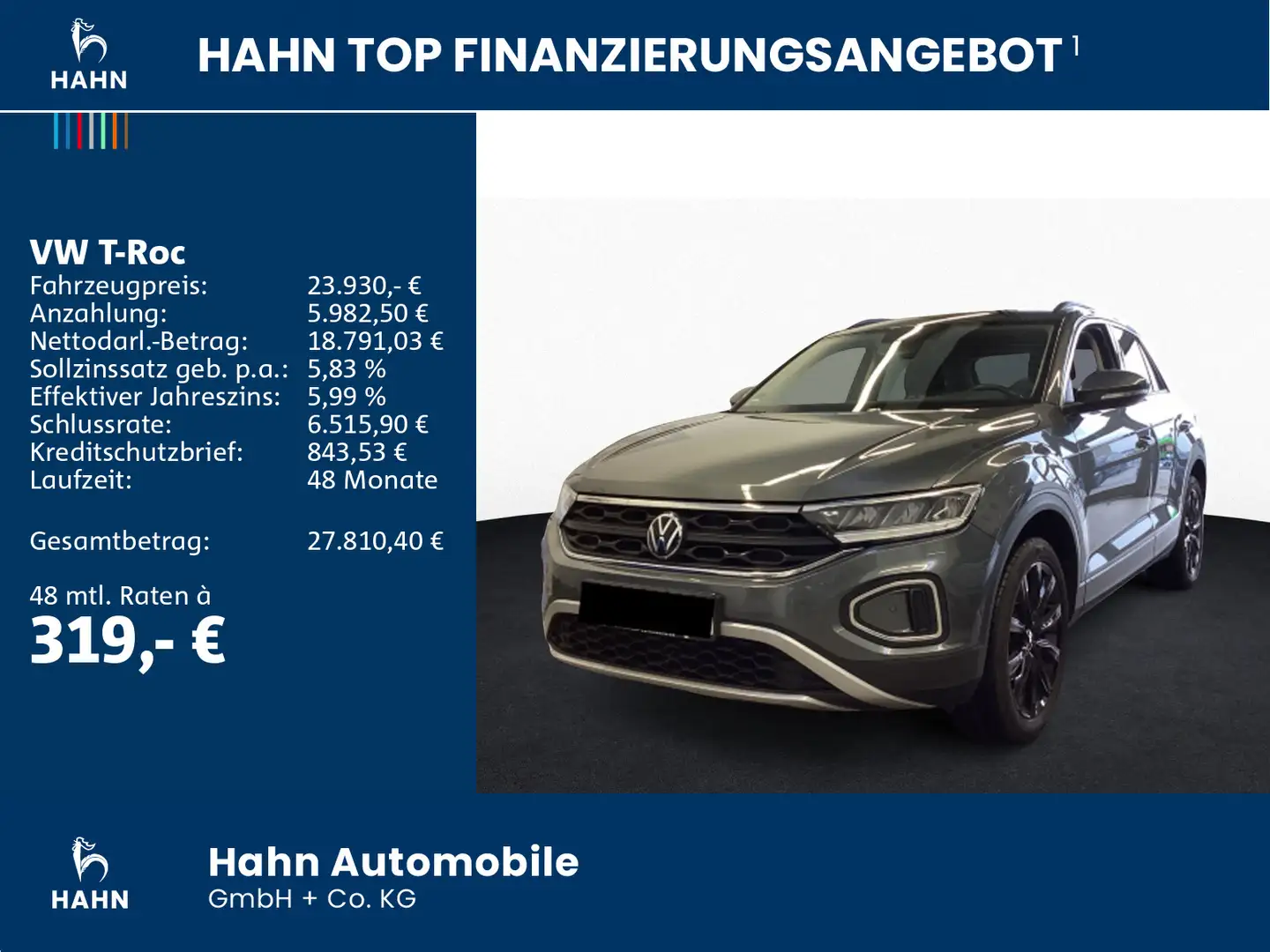 Volkswagen T-Roc 1.5TSI DSG Life AHK Navi Cam Keyless PDC Grau - 2