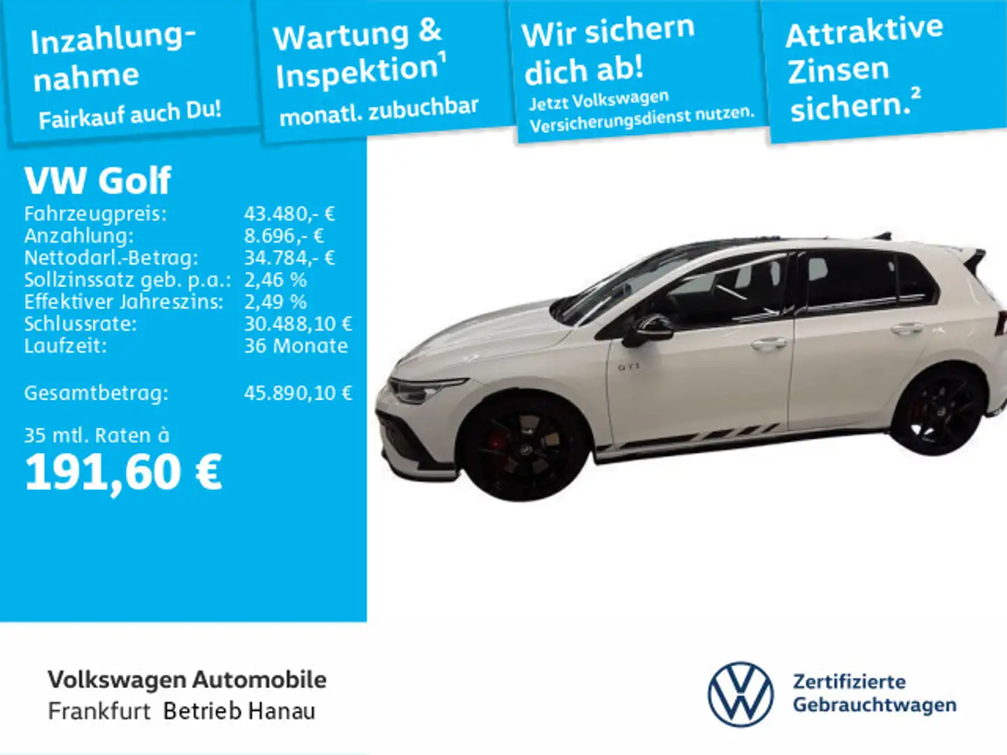 Volkswagen Golf GTI Golf VIII 2.0 TSI GTI Clubsport DAB+ LEDPlus Fro Weiß - 1