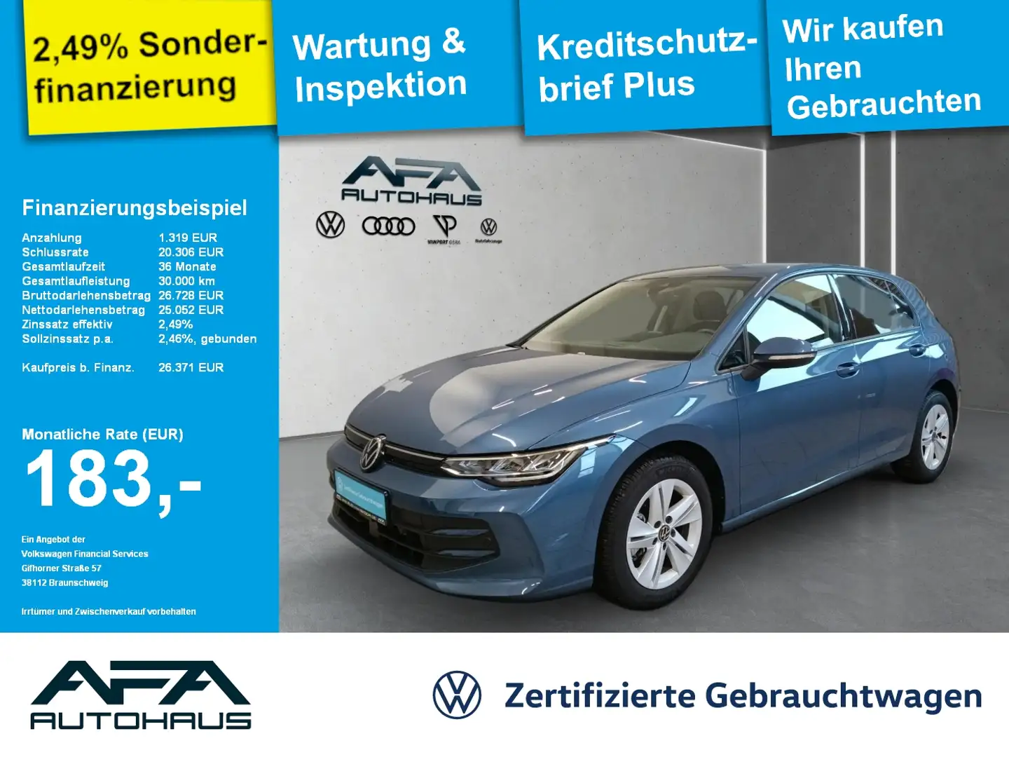 Volkswagen Golf VIII 2.0 TDI Life Navi*LED*ACC*App-Connect Blau - 1