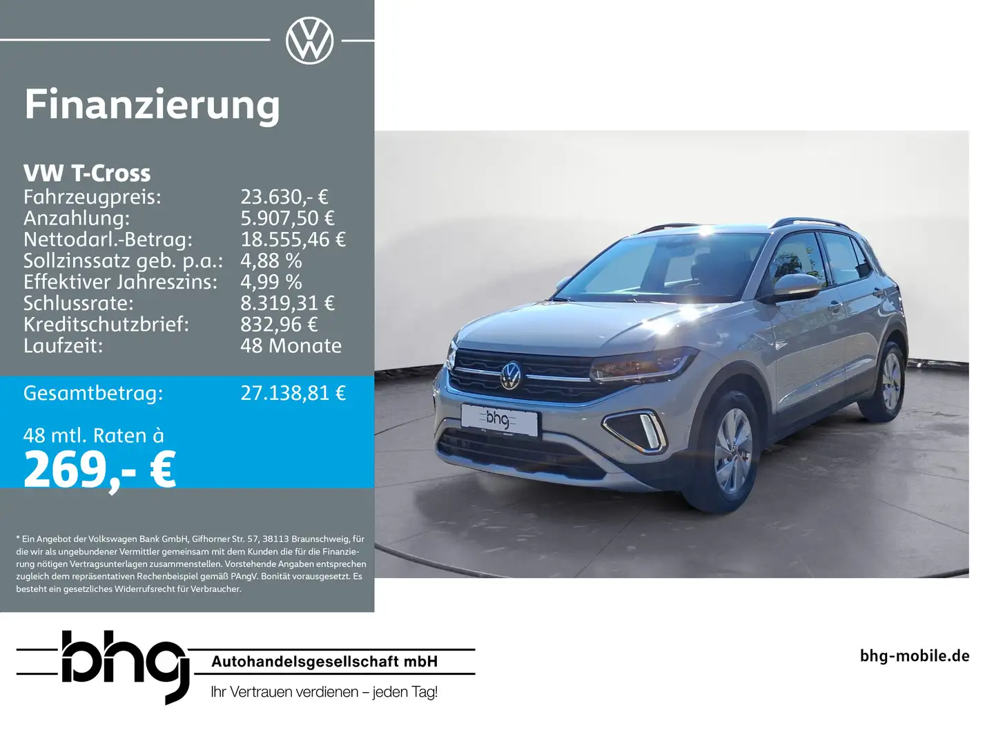 Volkswagen T-Cross 1.0 TSI OPF Life Grau - 1