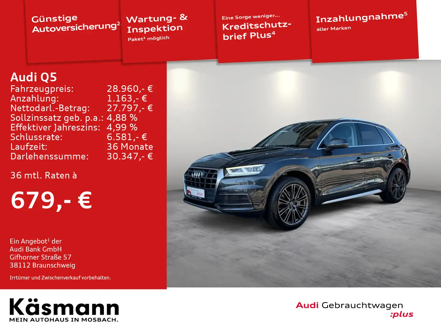 Audi Q5 sport 2.0TDI qu LUFT LED NAV VIRTUAL SHZ GRA Szürke - 1
