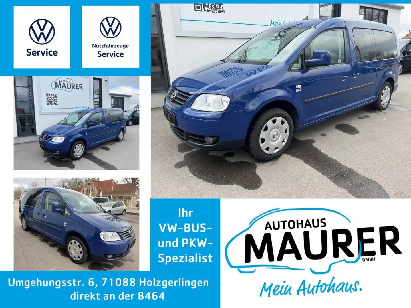 Volkswagen Caddy Maxi 1,6 Life Climatic AHK Telefon 7-Sitzer Blau - 1