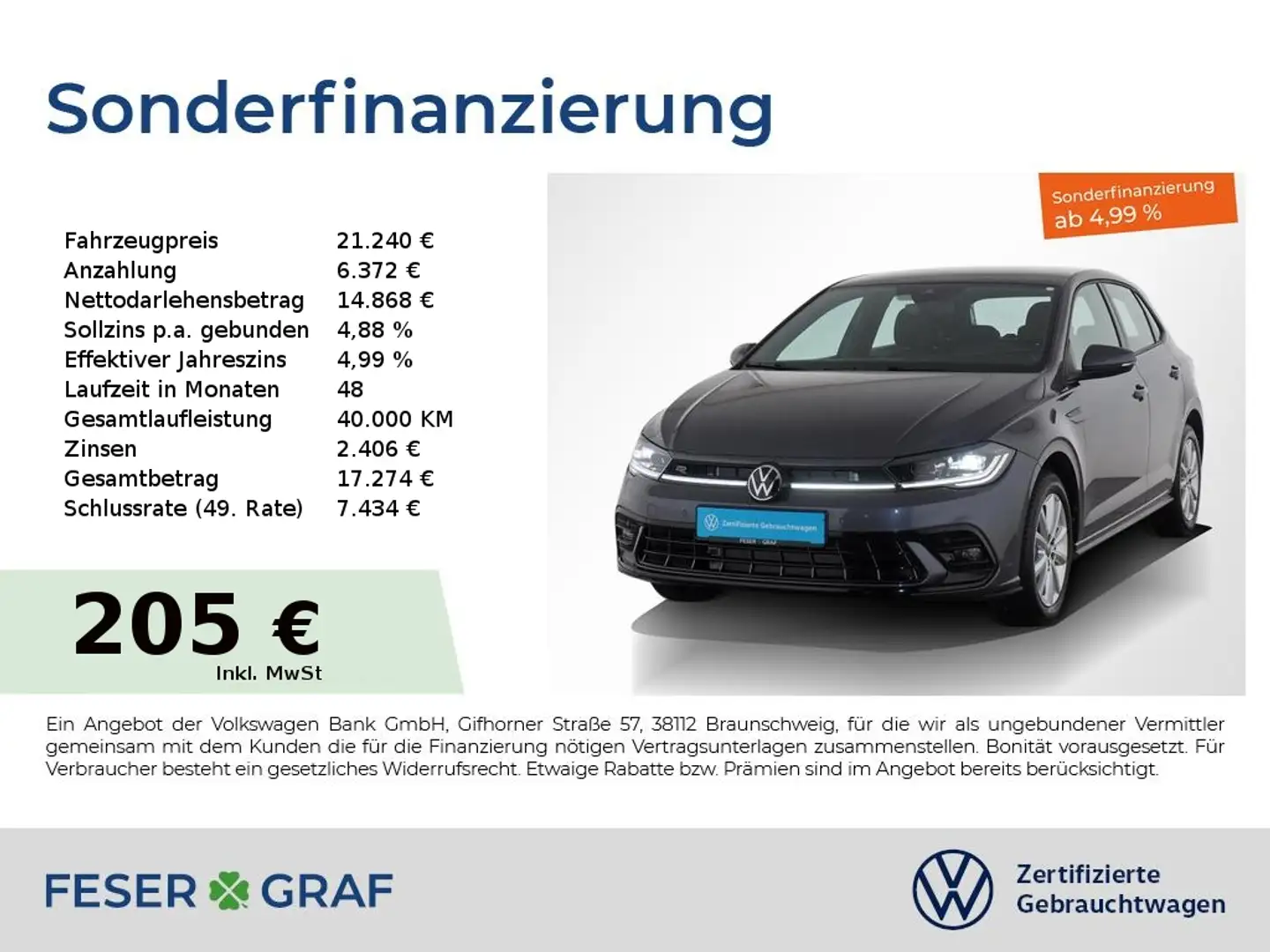 Volkswagen Polo 1.0 TSI R-Line DSG ACC Kamera Navi Sitzhzg. Grau - 1
