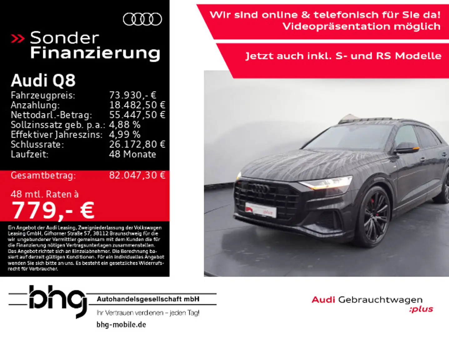 Audi Q8 55 TFSIe quattro S-Line AHK AirSuspension HUD Noir - 1