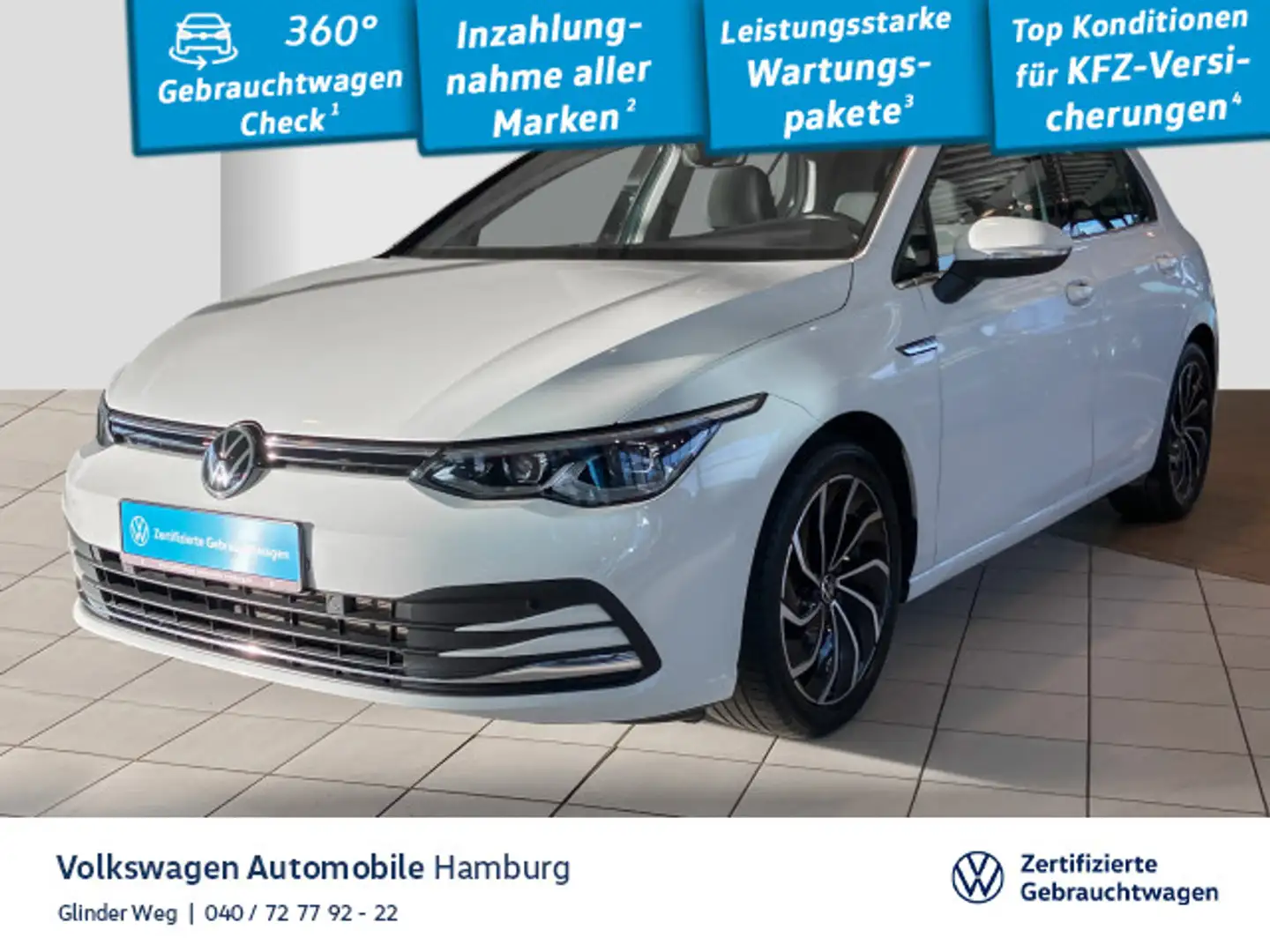 Volkswagen Golf VIII 1.5 TSI Style PDC LED Navi Pano Weiß - 1