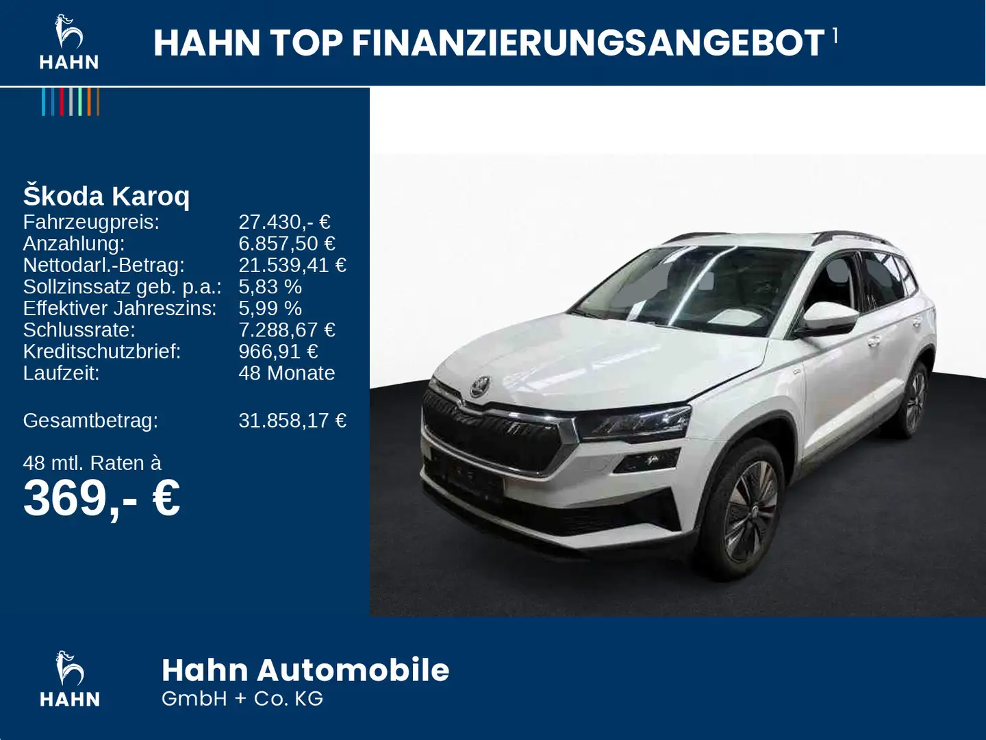 Skoda Karoq 1.5 TSI DSG Tour  Navi AHK LED ACC CAM Weiß - 2