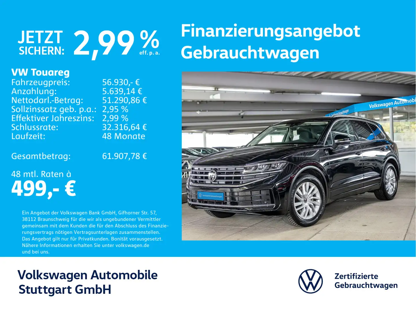 Volkswagen Touareg Elegance 3.0 TDI Navi Kamera AHK ACC LED Schwarz - 1