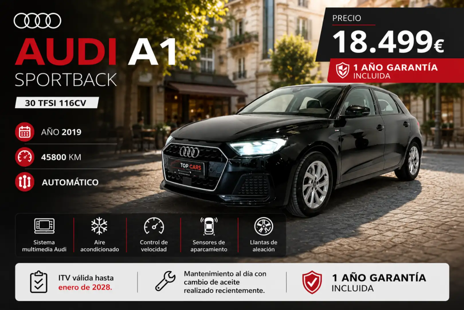 Audi A1 Sportback 30 TFSI S tronic Launch edition Negro - 2