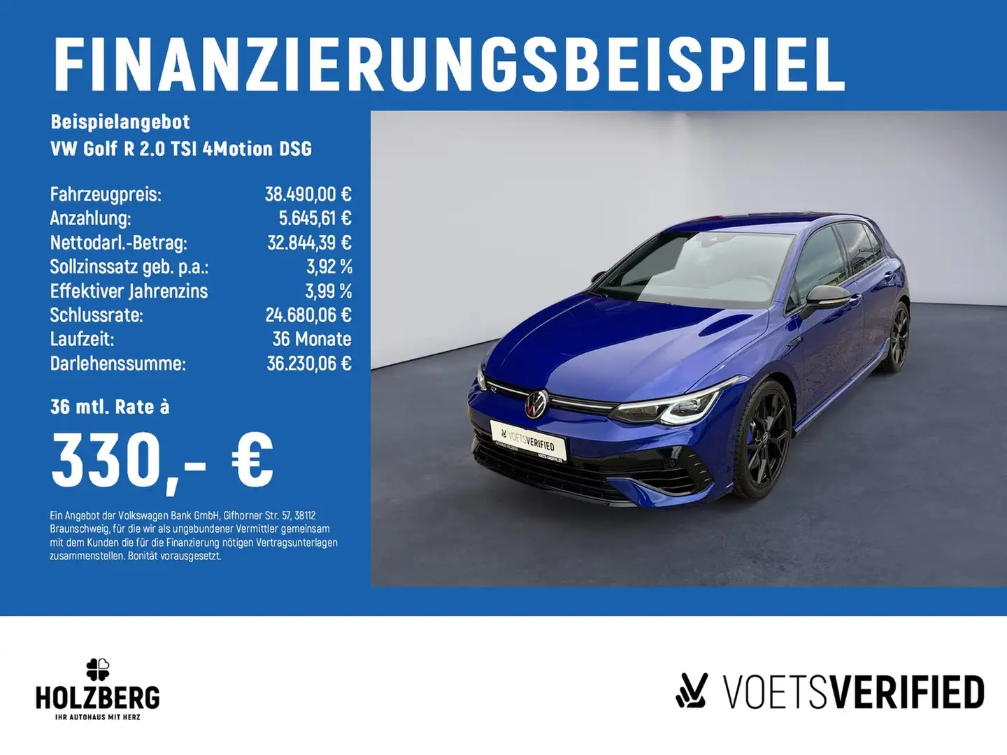Volkswagen Golf R 2.0 TSI 4Motion DSG MATRIX+H&K+ACC+RFK Blau - 2