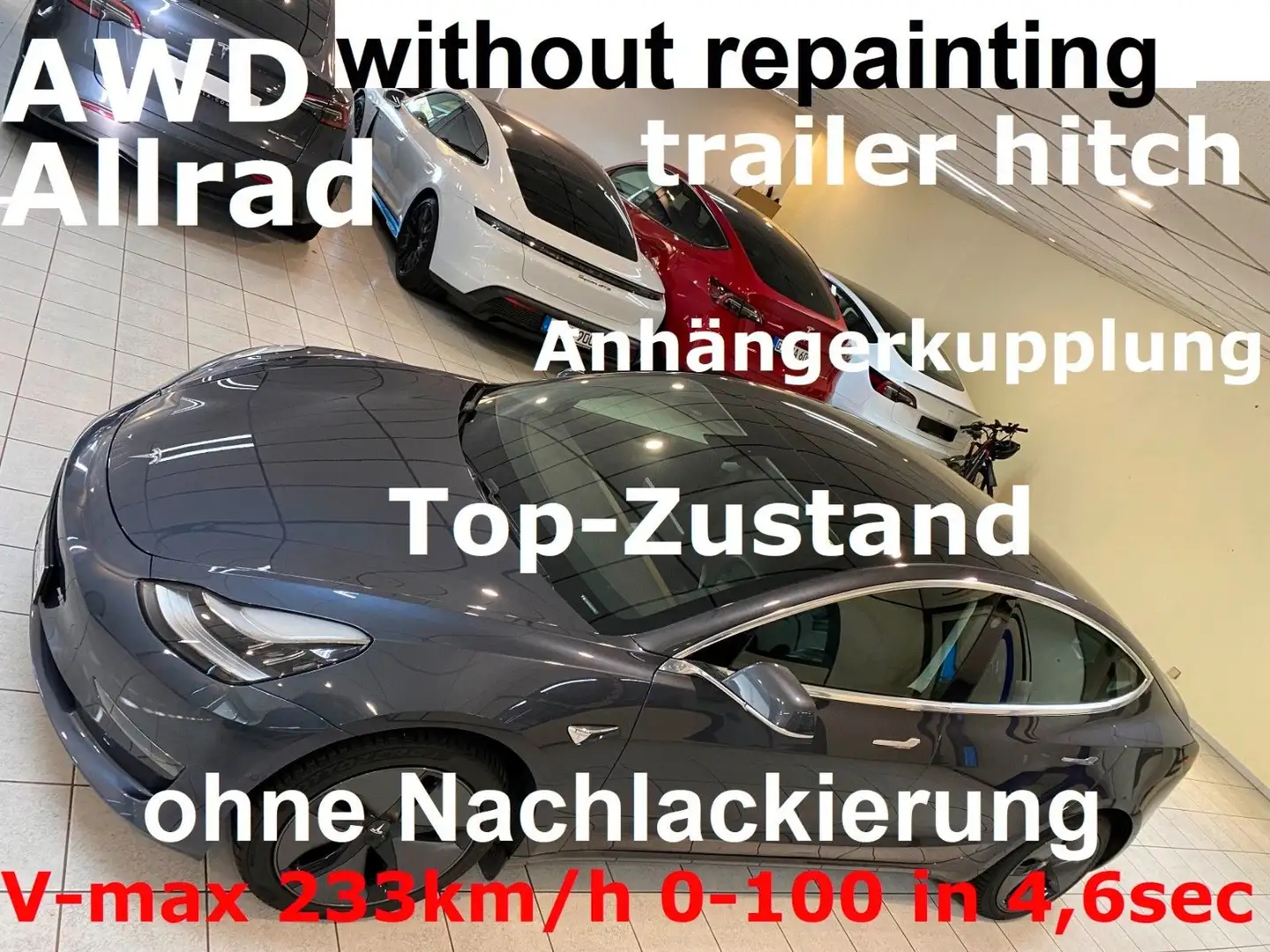 Tesla Model 3 LR+Trailer hitch+Anhängerkupplung+TOP+++ Grau - 1