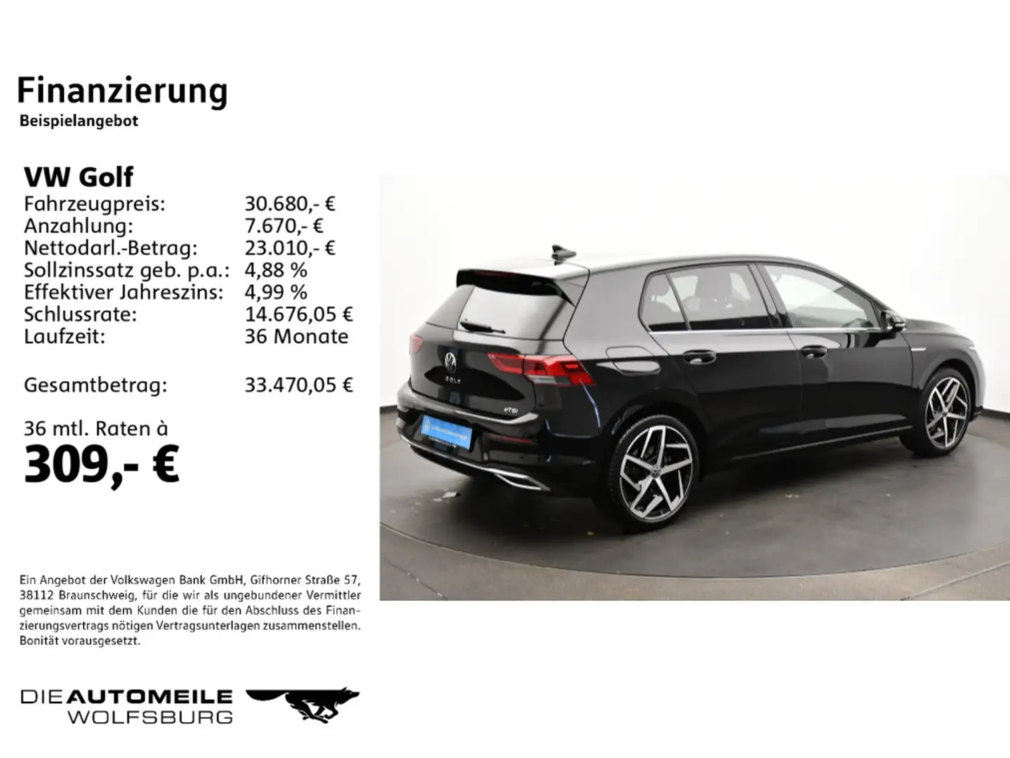 Volkswagen Golf 8 VIII 1.5 eTSI DSG Style AHK/Rückkam/Multi Schwarz - 2