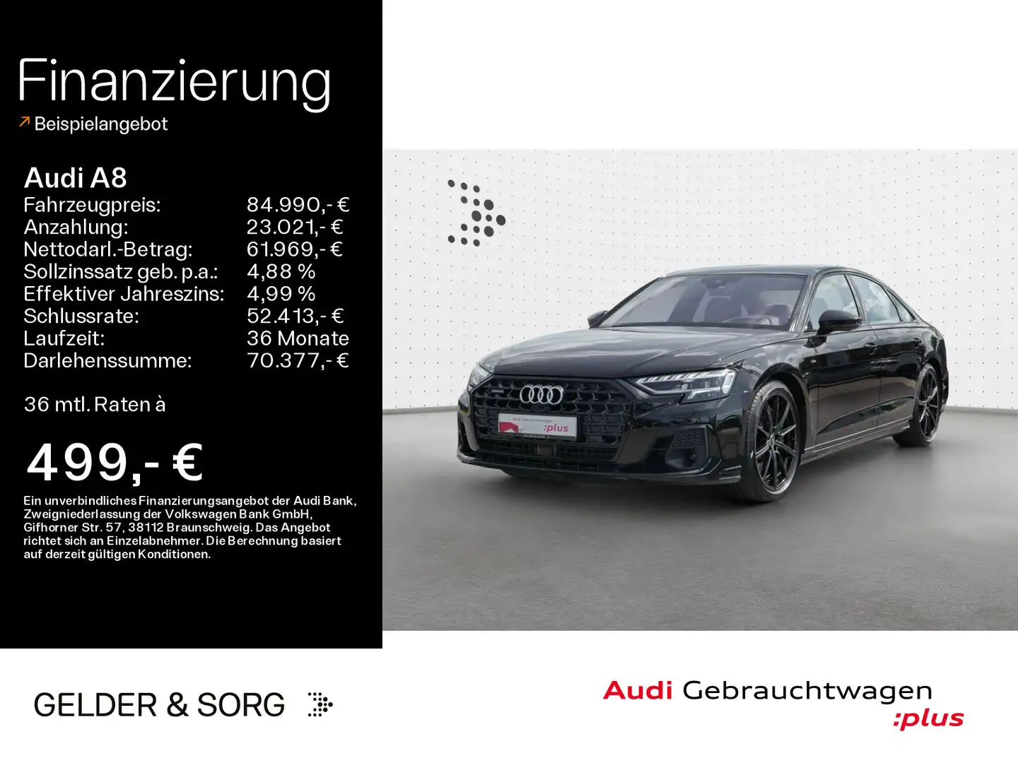 Audi A8 60 TFSI qu. S line Air*B&O*Massage*Stand*AHK Zwart - 1