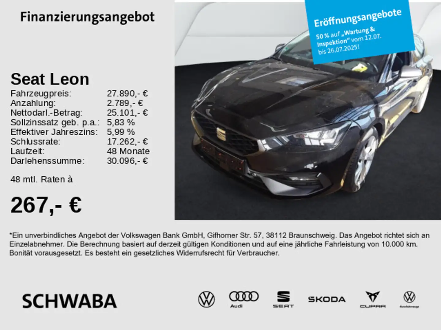 SEAT Leon FR-Line 2.0 TDI DSG *ACC*LED*NAVI*R-KAM*17* Noir - 1