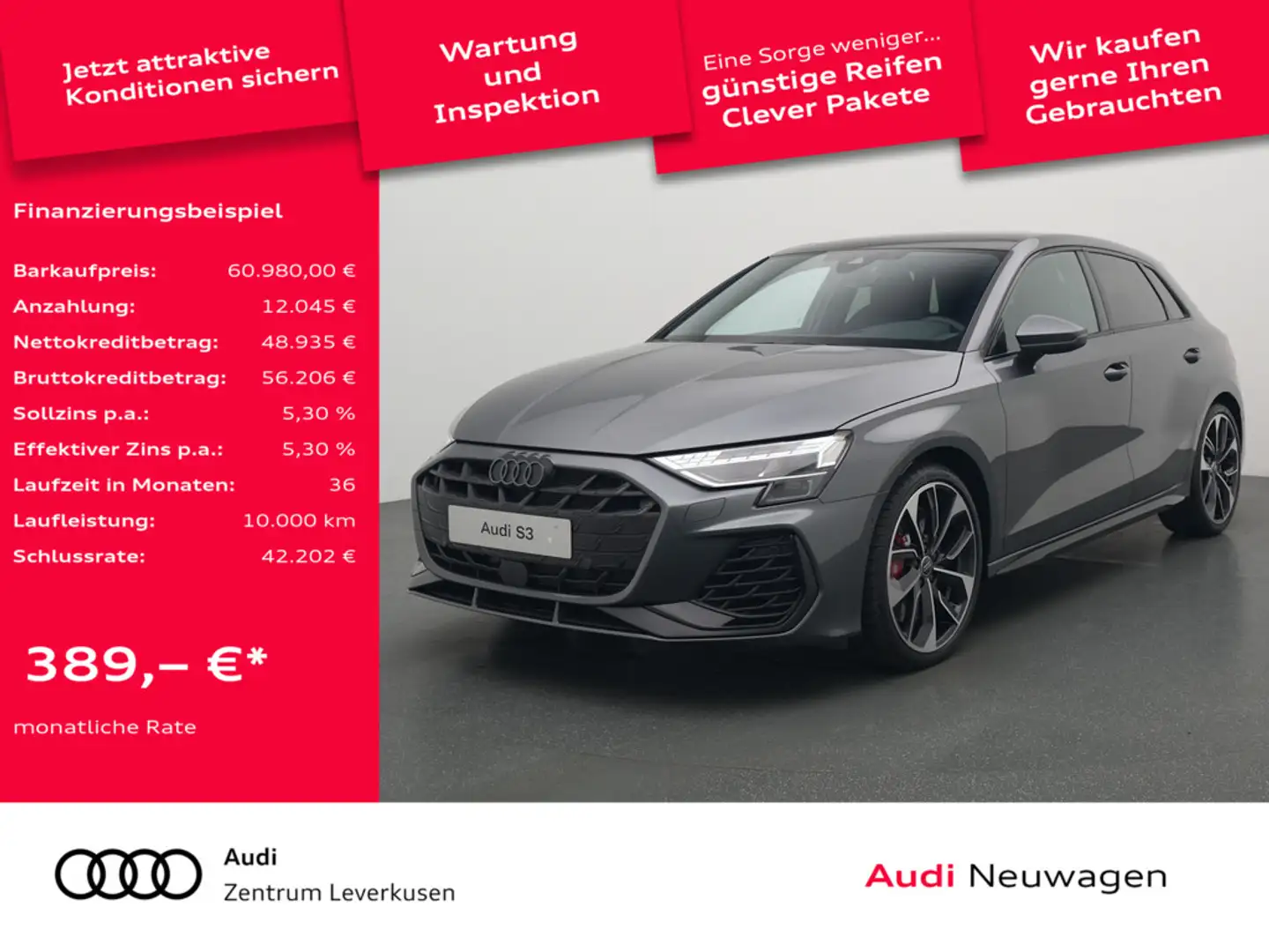 Audi S3 quattro S tronic MATRIX KAM AHK SHZ PDC KLIMA Grau - 1